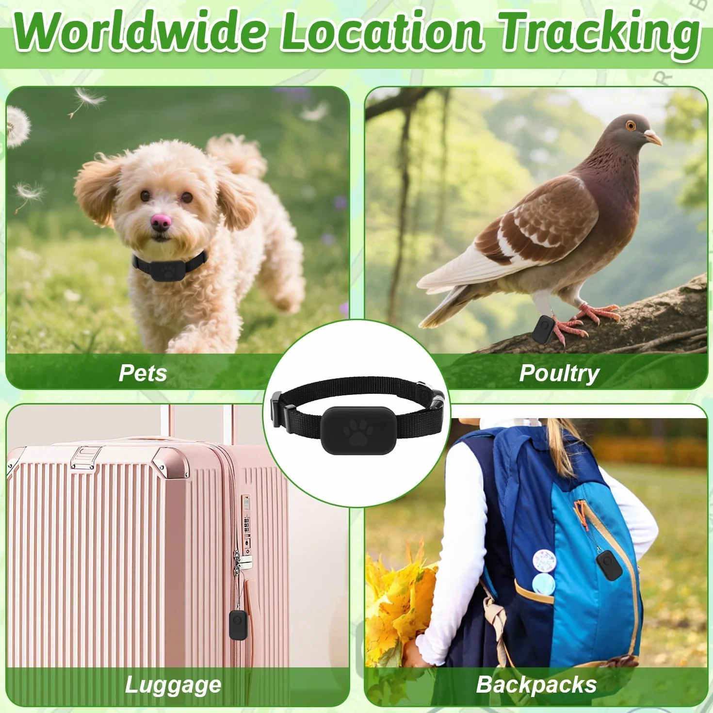 Localizzatore GPS per Gatti e Cani con Collare, Tracker Senza Abbonamento, Compatibile iOS e Android, Collare Regolabile Impermeabile Anti Smarrimento per Animali
