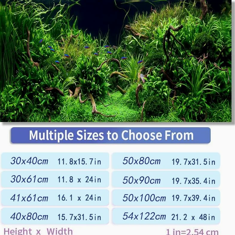 Acquario Sfondo Adesivo forestale Sfondo Acquario Ornamento Poster Foresta Acquario Paesaggio Carta autoadesiva for Acquario(White,54x122cm)