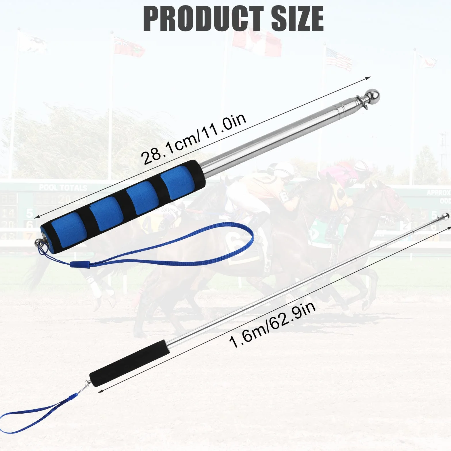SAVITA 5pz Bandiera del Cavallo, Bandiere da Arbitro con Asta Telescopica pera da 1,6 m Attrezzatura per l'Addestramento del Cavallo Aste Telescopiche Bandiera del Cavallo (Cinque Colori)