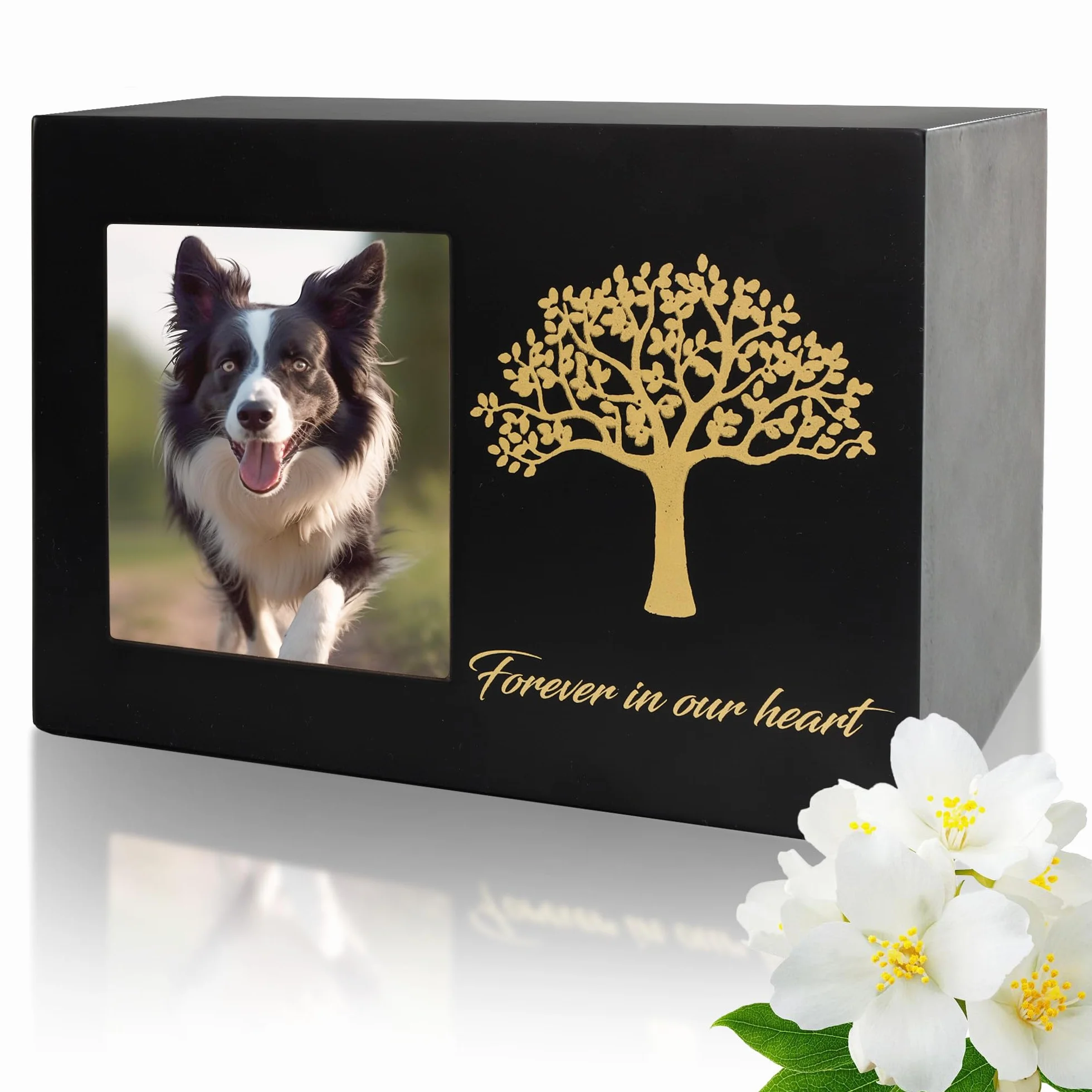 Urne per cani o gatti, cornice portafoto personalizzata e Albero Commemorativo, ceneri in legno, scatola dei ricordi per gatti o cani (25kg)