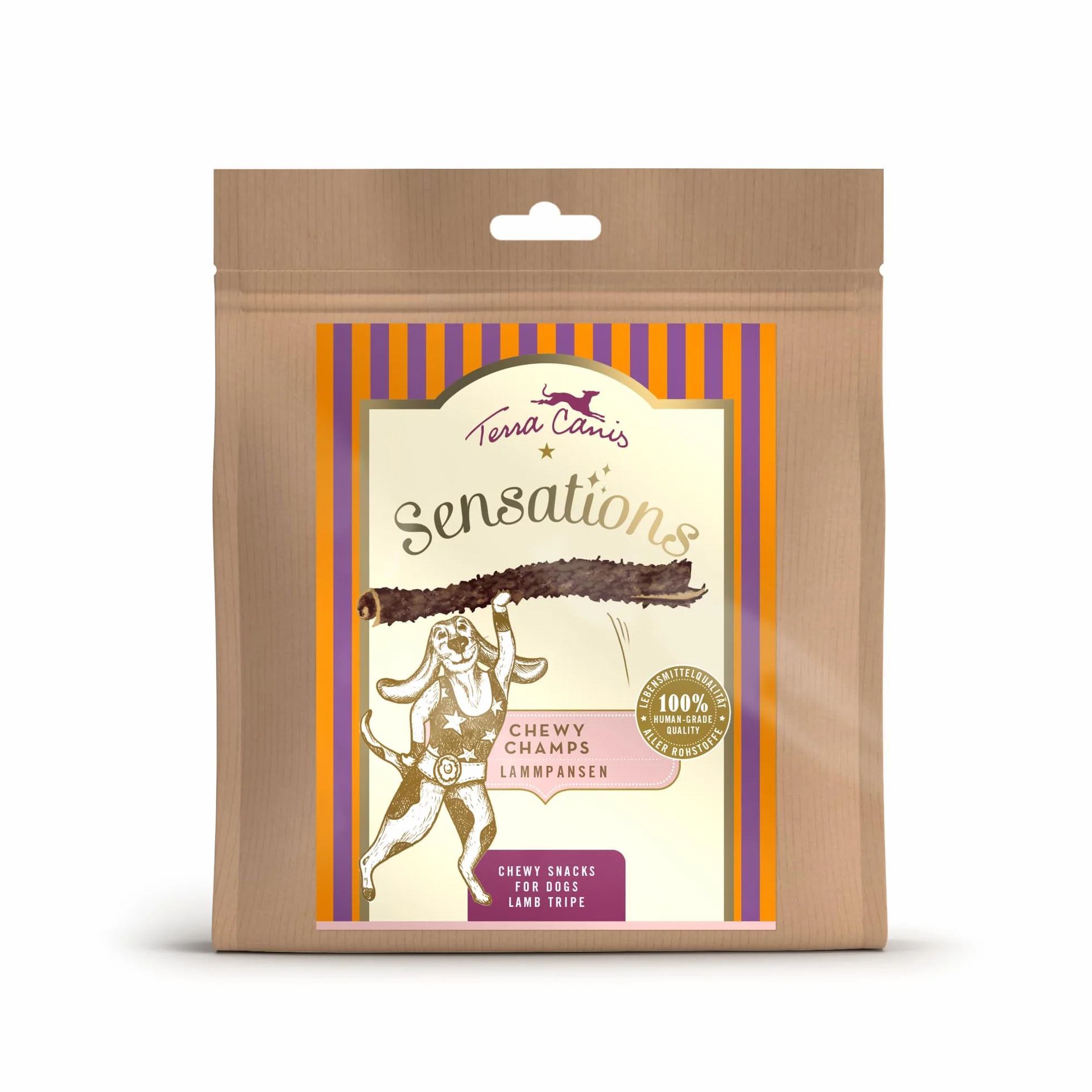 Terra Canis Sensations Chewy Champs - rumine di agnello 150g I Masticatori naturali, essiccati I Attività di masticazione | Alimento complementare per cani