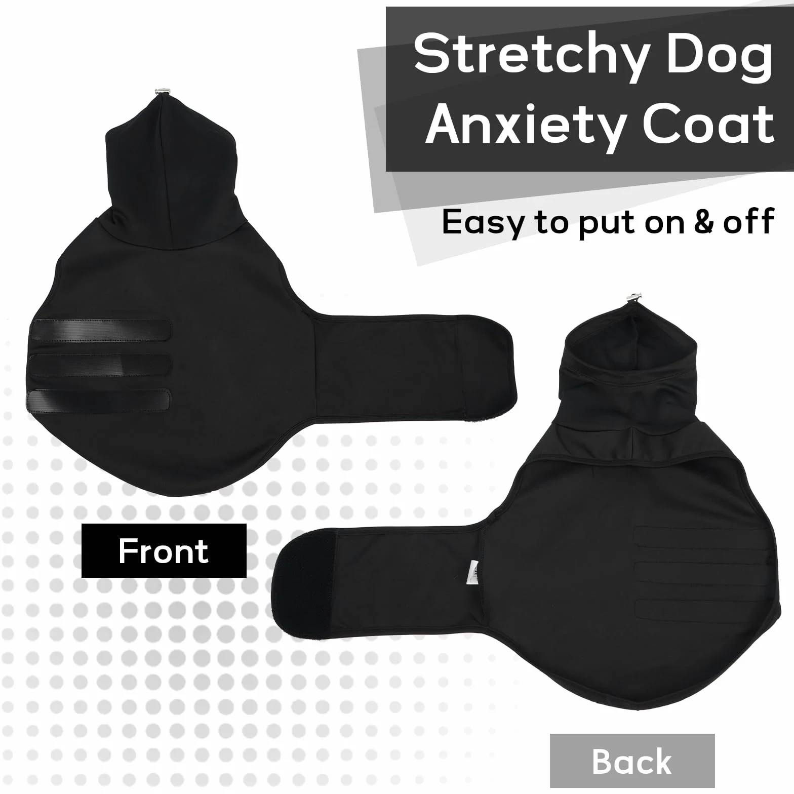 Giacca Antistress Calmante per Cani con Copri Orecchie, Nero XS