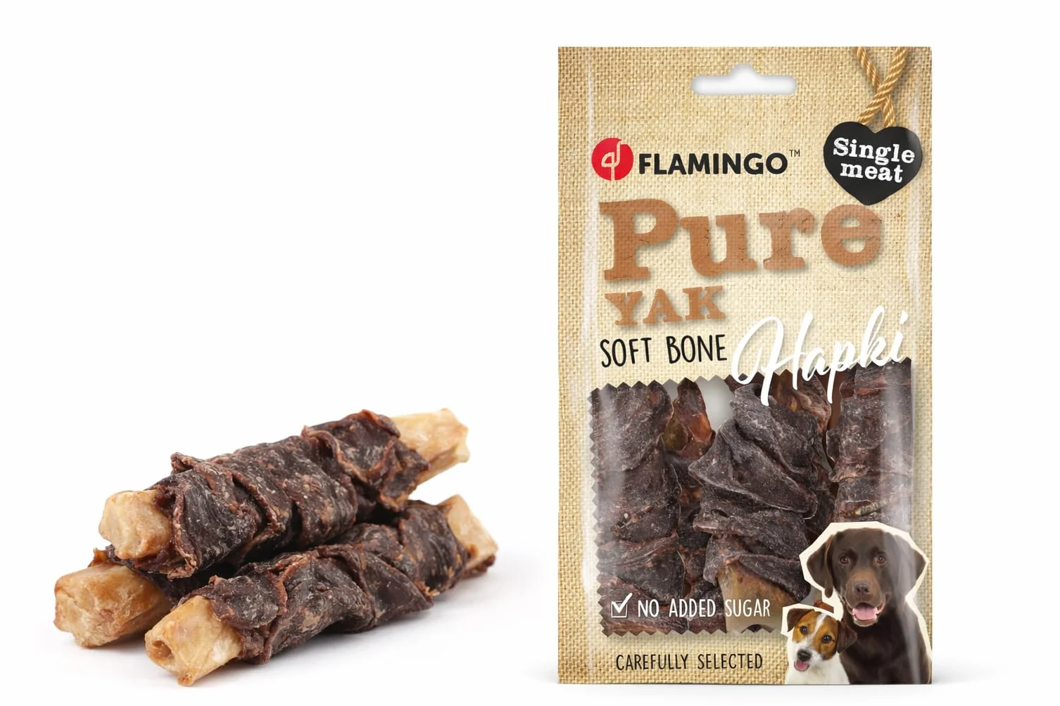snack per cani - bastoncini per cani - hapki pure osso - yak - cura dentale - 100g