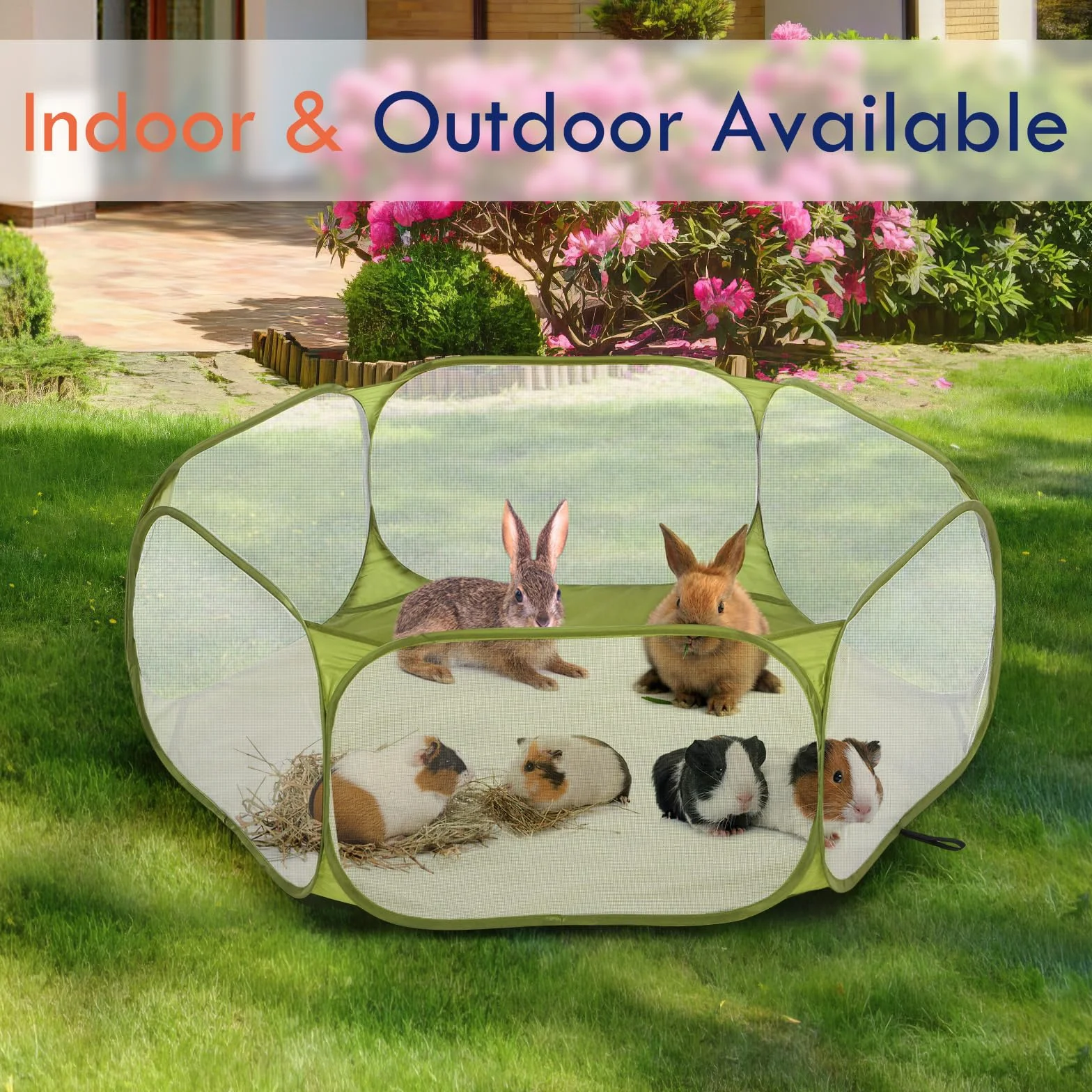 Pawaboo Box per Piccoli Animali, Tenda Impermeabile per Gabbia per Piccoli Animali Domestici con Struttura in Filo D'acciaio, Recinto per Cortile All'aperto per Pulcini/Gattini/Cuccioli, Avocado Verde