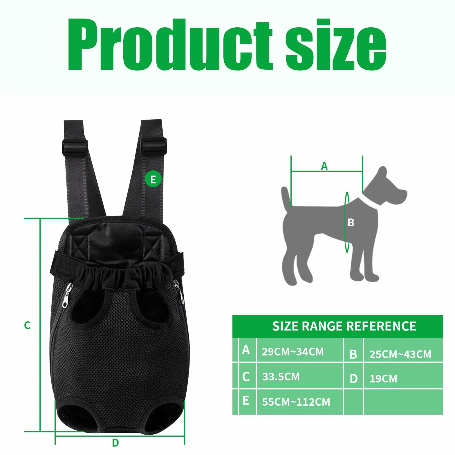 Trasportino Cani Zaino Borsa Piccola Taglia Traspirante 2,5-3,5 KG Nero