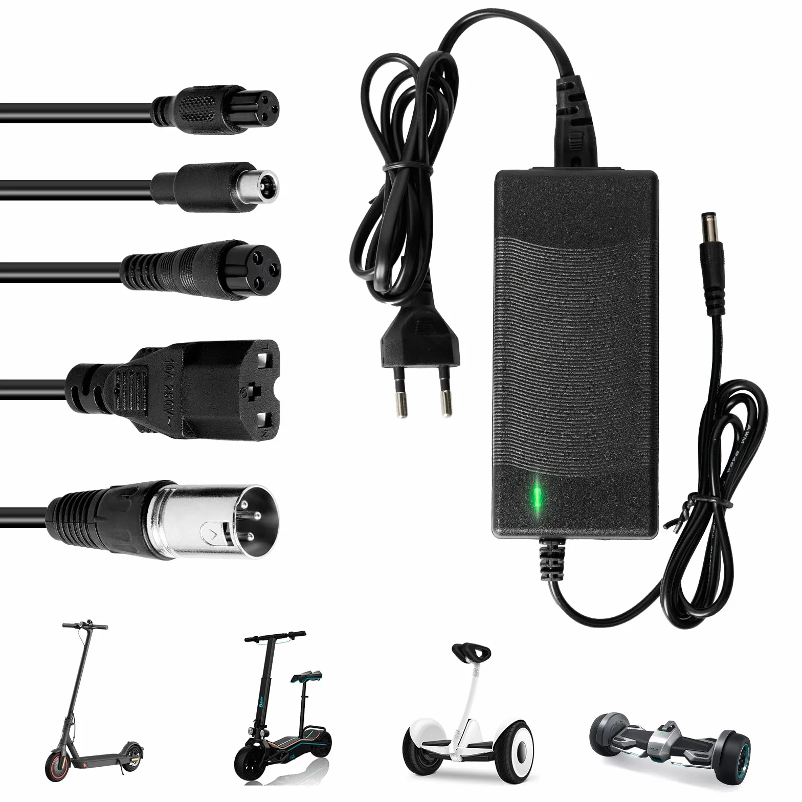 Caricatore Monopattino Elettrico 42V 2A per M365 Scooter con 6 Connettori