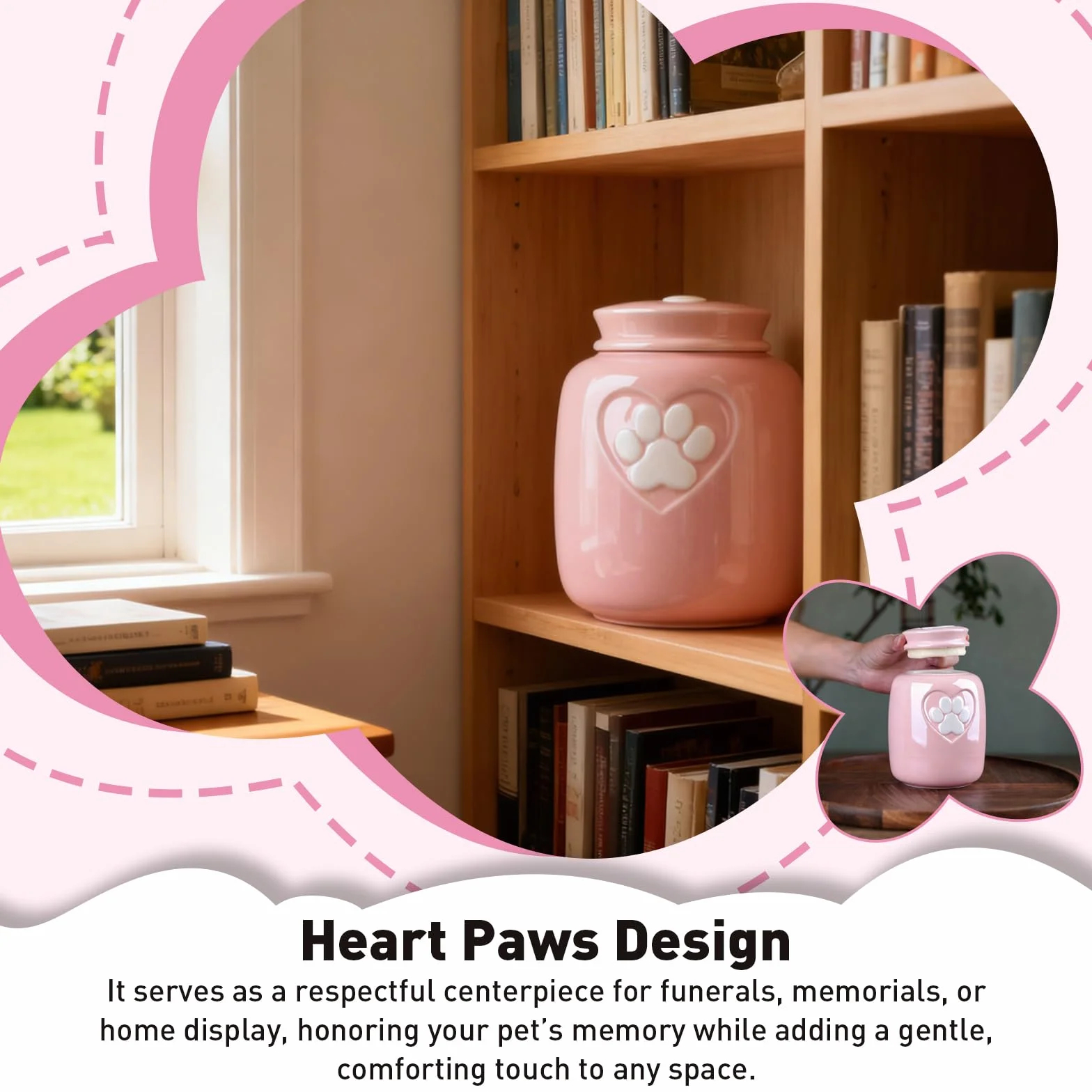 Urna funeraria per animali domestici, urna commemorativa in ceramica con sigillo in tessuto non tessuto a prova di umidità, per ceneri di cani e gatti, ideale per commemorazioni, funerali e