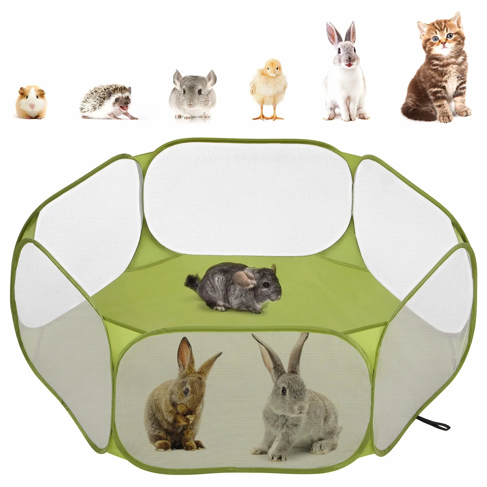 Pawaboo Box per Piccoli Animali, Tenda Impermeabile per Gabbia per Piccoli Animali Domestici con Struttura in Filo D'acciaio, Recinto per Cortile All'aperto per Pulcini/Gattini/Cuccioli, Avocado Verde
