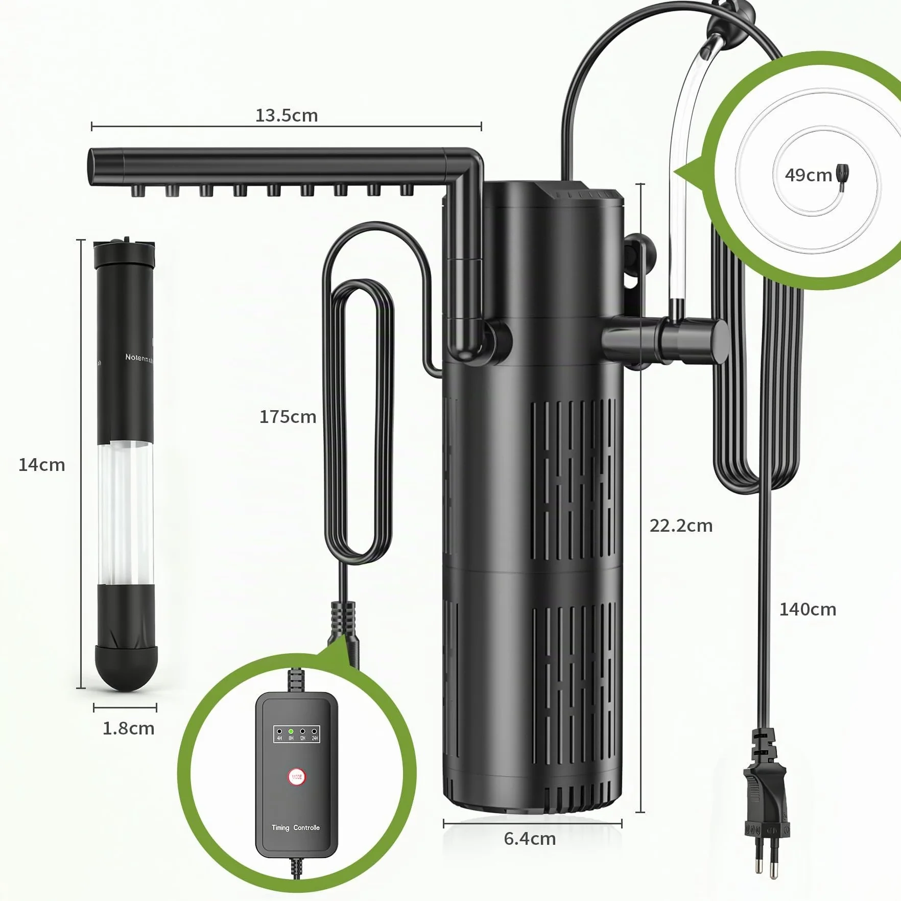 Forever Speed Filtro per Acquario con chiarificatore UVC 6W,Pompa Acquario Integrata, Filtro Interno 5 in 1 per acquari 40–100L (500L/H)