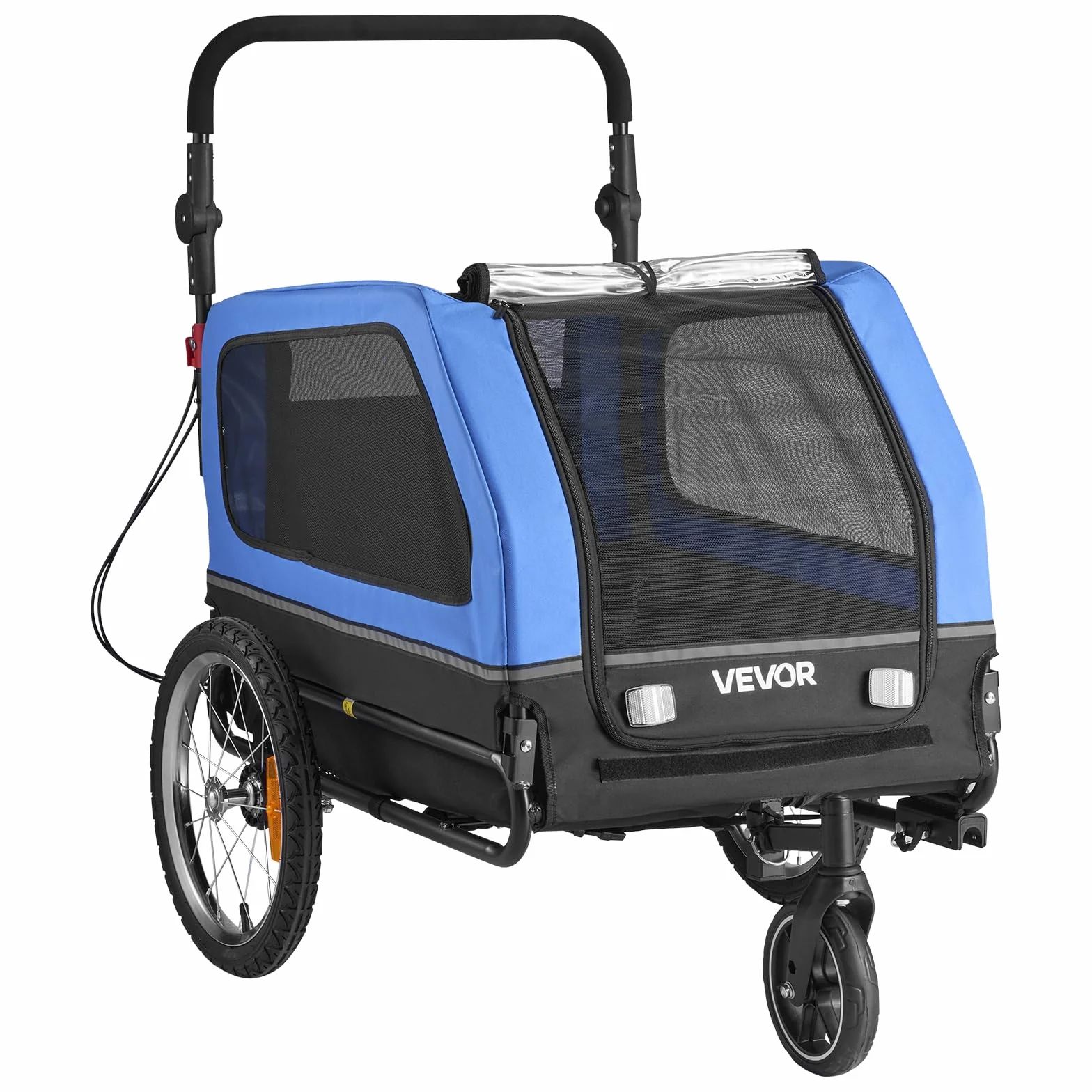 VEVOR Rimorchio per Bici per Cani, Supporta Fino a 40 kg, Carrello Portabici, Telaio Pieghevole Facile con Ruota a Sgancio Rapido, Attacco Universale per Bicicletta, Guinzaglio Interno