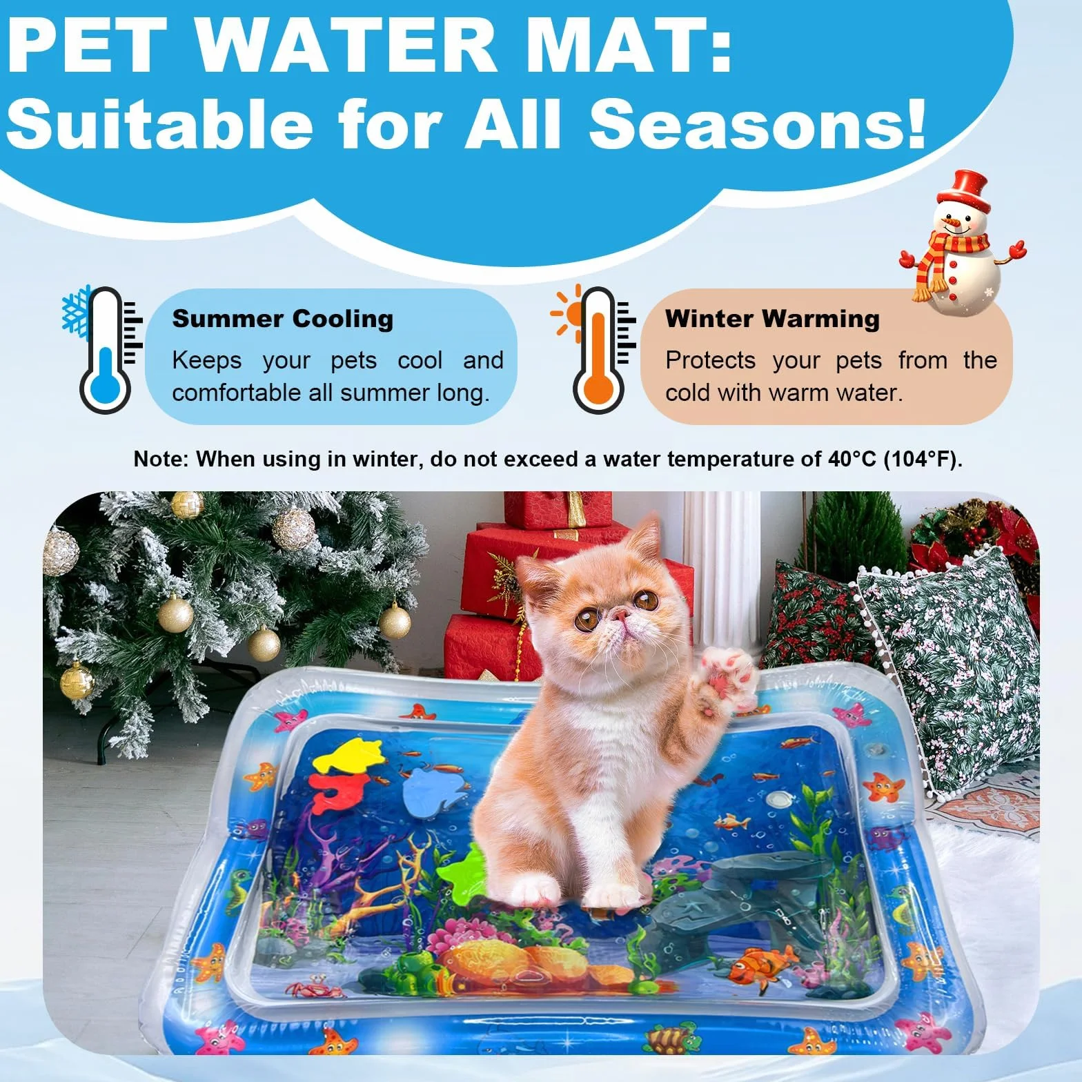 Tappetino Ad Acqua Cat, Tappetino con Acqua per Gatti, Tappetino Gonfiabile per Animali, Tappetino Sensoriale Ad Acqua per Gatti, Giochi Interattivi per Cani e Gattis (A)