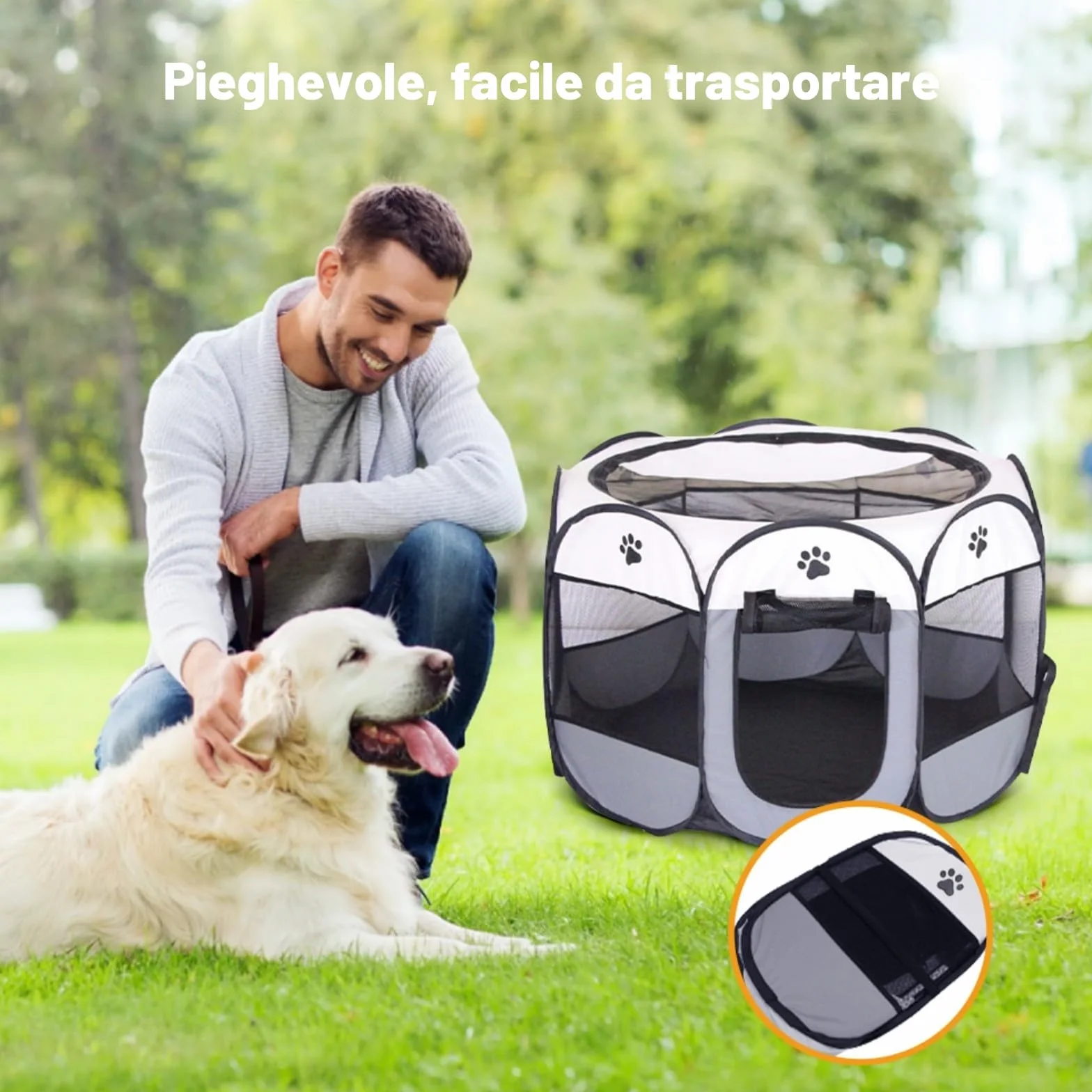 Recinto per Cani Pieghevole 74x74x43cm per Cuccioli Gatti e Piccoli Animali Interni ed Esterni Grigio