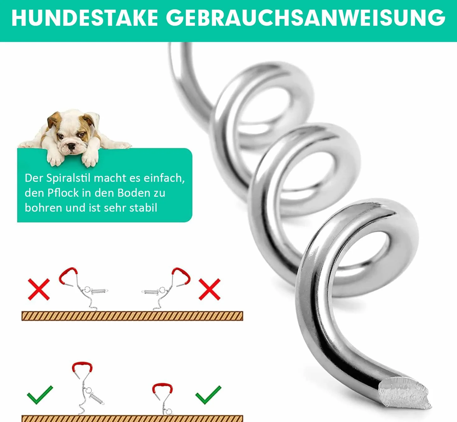 Pali di collegamento per cani con molla, per cani di grandi dimensioni, pali per cani robusti per allenamento o campeggio, picchetti per guinzagli per cani, fissare cavi e piombo per messa a terra