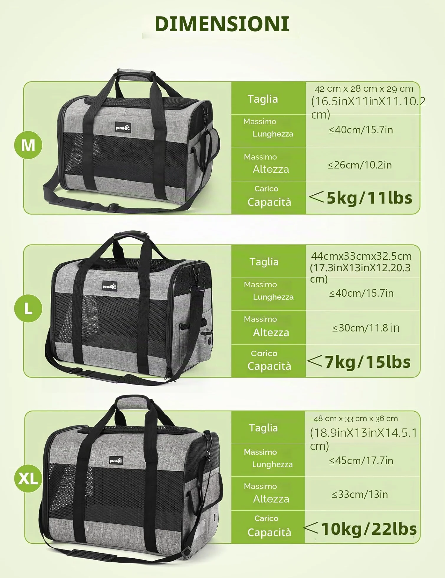 Pecute Trasportino per Gatto & Cani, Borsa per Gatti, Borsa da Viaggio Portatile per Cani, Tessuto a Maglia Traspirante, Adatto per Viaggi Lunghi e Brevi, Usato per Gatti e Cuccioli Meno di 9KG