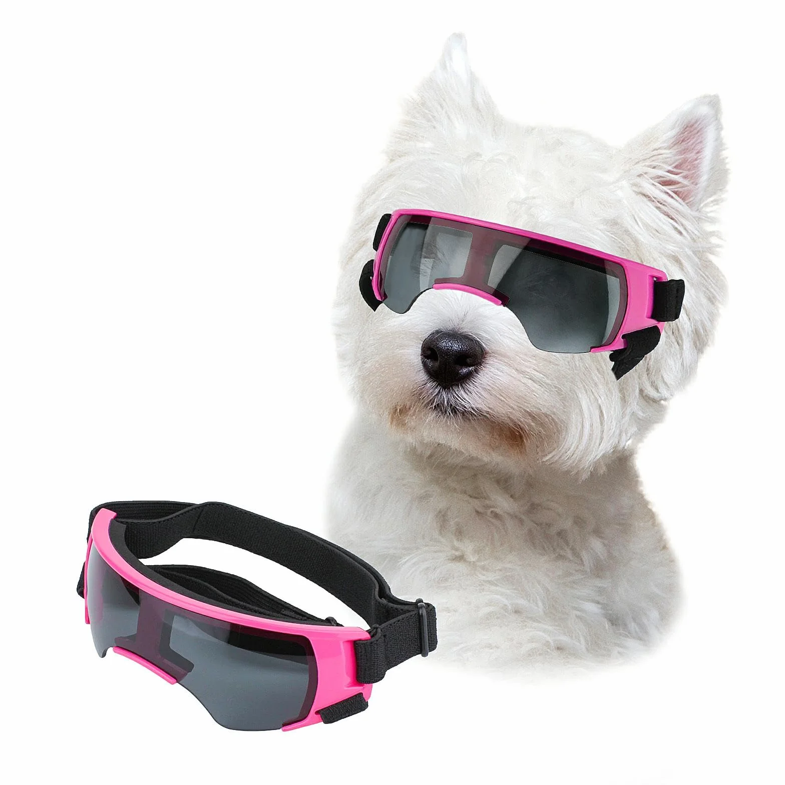 NAMSAN Occhiali da sole per cani di piccola taglia, occhiali protettivi per cani di piccola taglia, antivento, impermeabili, con elastico regolabile, rosa