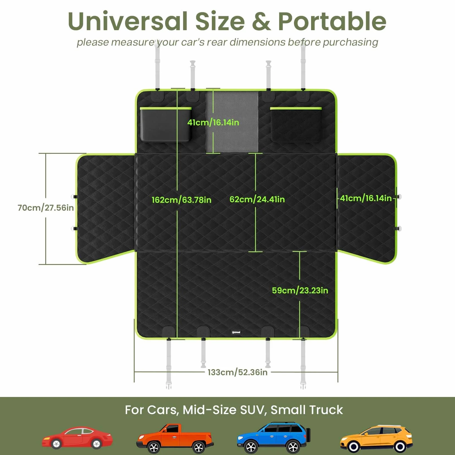 Pecute Coprisedile Auto per Cani con Fondo Duro,2025 Aggiornato Materia, 3-in-1 Auto Telo & Estensore & Barrier, Impermeabile Antigraffio, Texture Divano, Fino a 150 kg