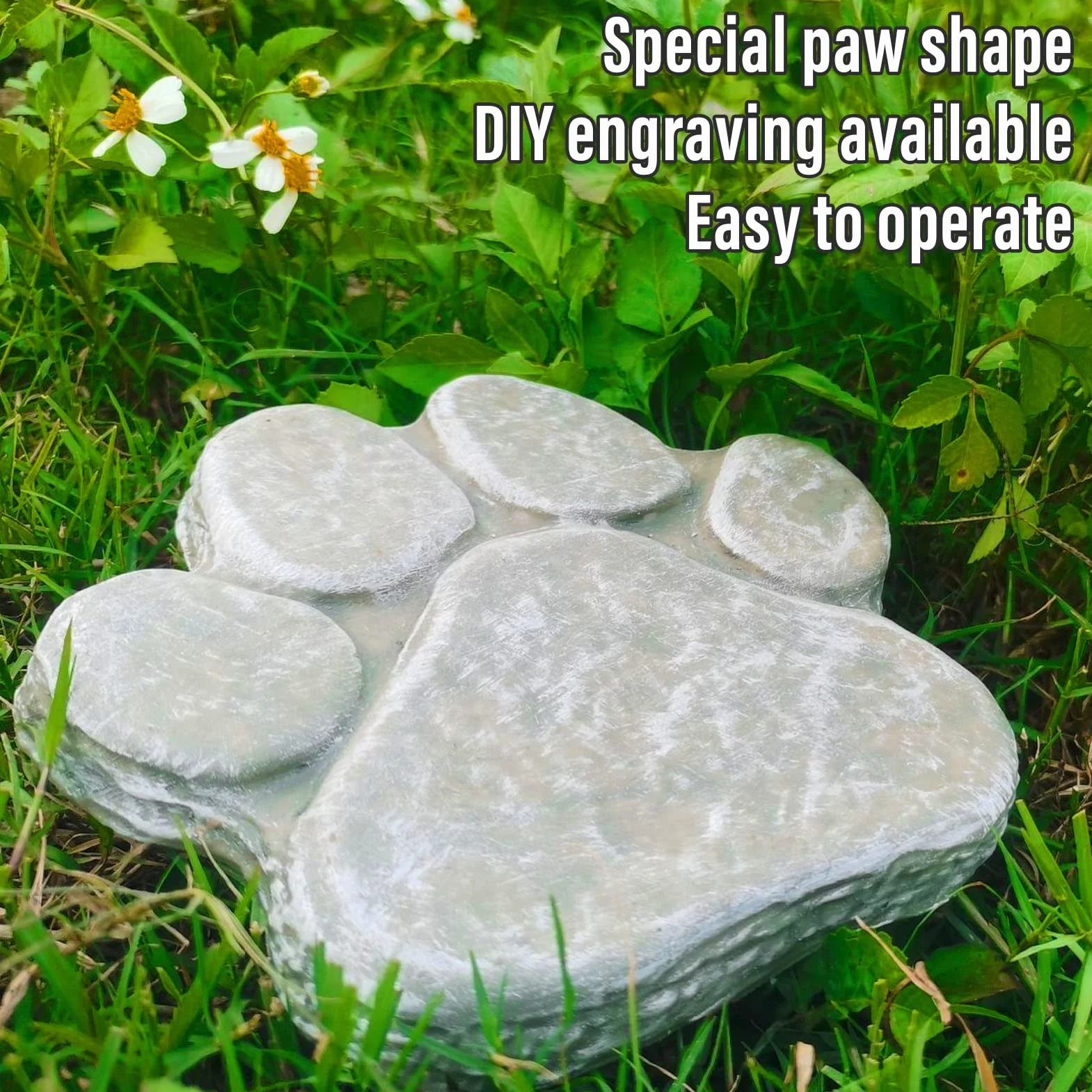 HERCHR Pietre Commemorative per Animali Domestici, Pietra Tombale per Animali Domestici con Impronta di Zampa, Pietra Commemorativa per Cani, Pietra Commemorativa con Impronta di Zampa di Cane(Verde)