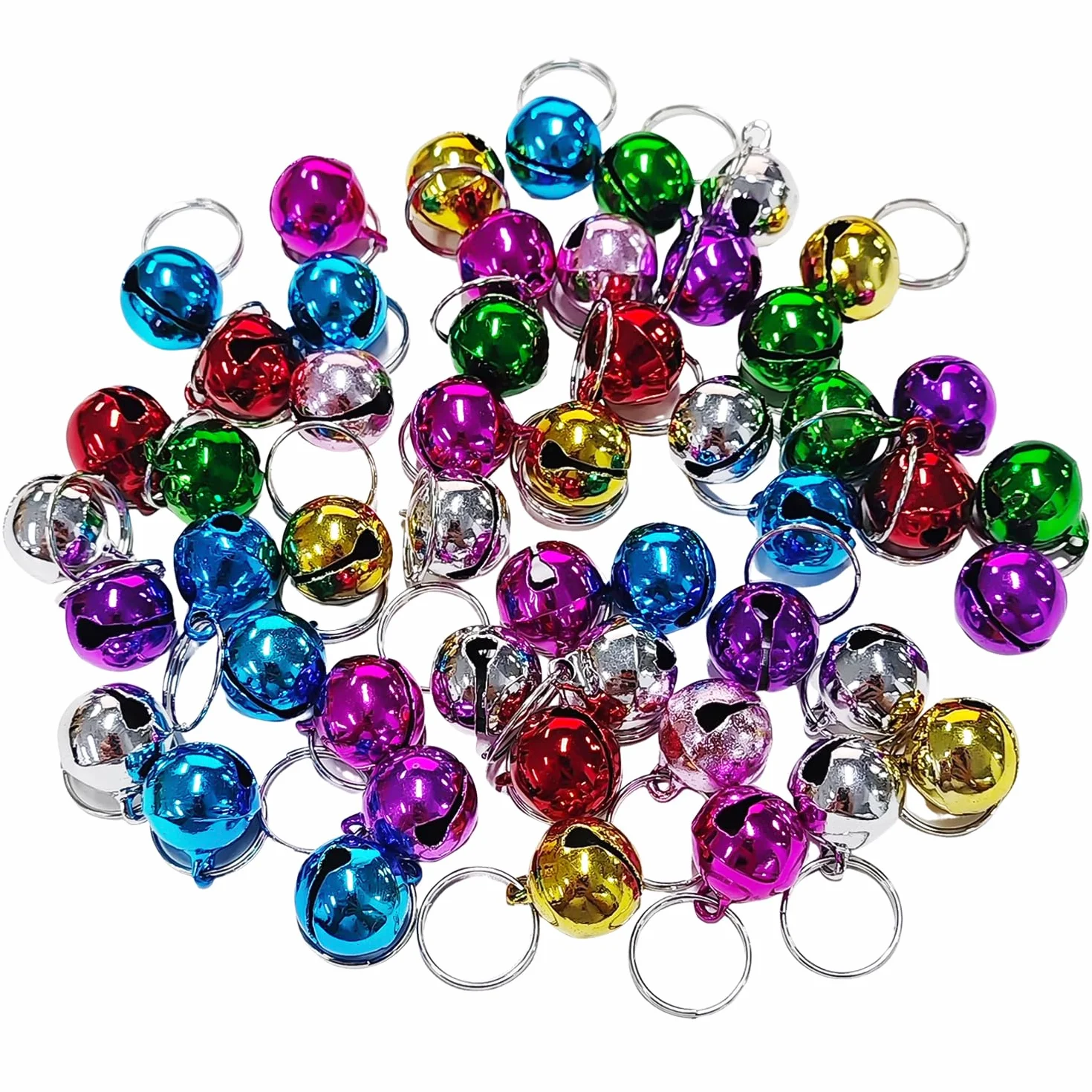 50 Pezzi di Colorato Campana Anelli, Ornamenti Fatti A Mano, Collare Dell'Animale Domestico Campane, Gatto E Cane Attrezzature per L'Allenamento, Decorazioni del Partito di Festa.