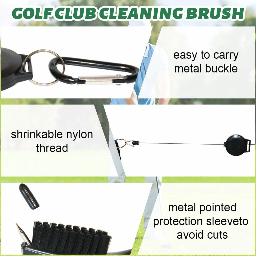 JEYORZY 2 in 1 Spazzola da Golf per Mazze con Setole Retrattili per Pulizia Scanalature