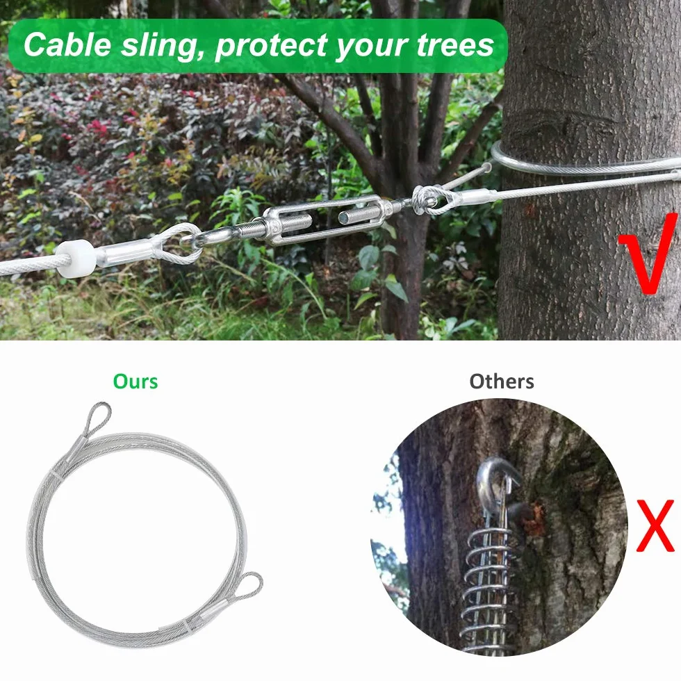 XiaZ Cavo da 30,5 m per cani, con elastico in nylon da 2,4 m, protegge gli alberi per uso esterno
