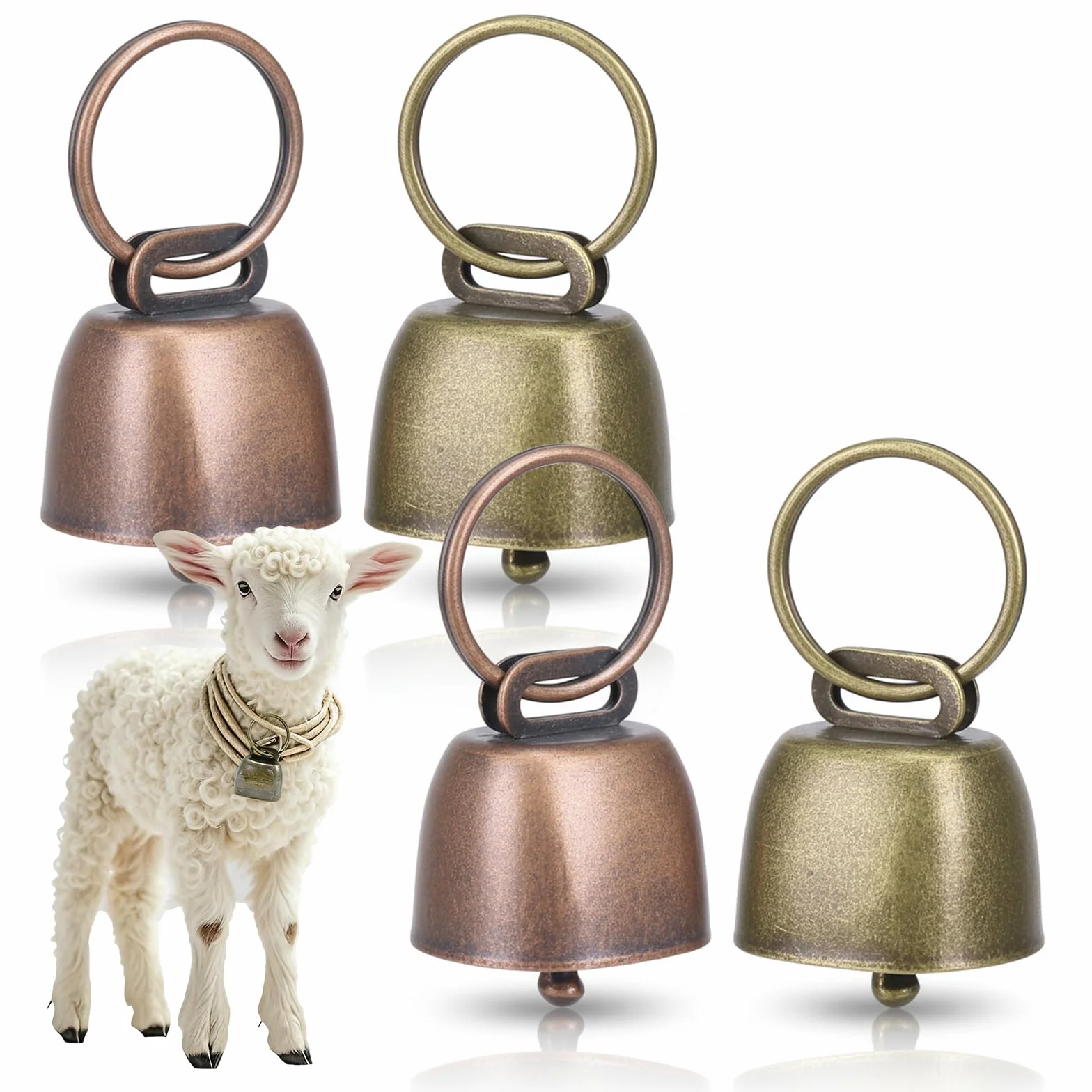 Campane in metallo antico rame per mucca cavallo pecora bovini animali domestici 4pcs