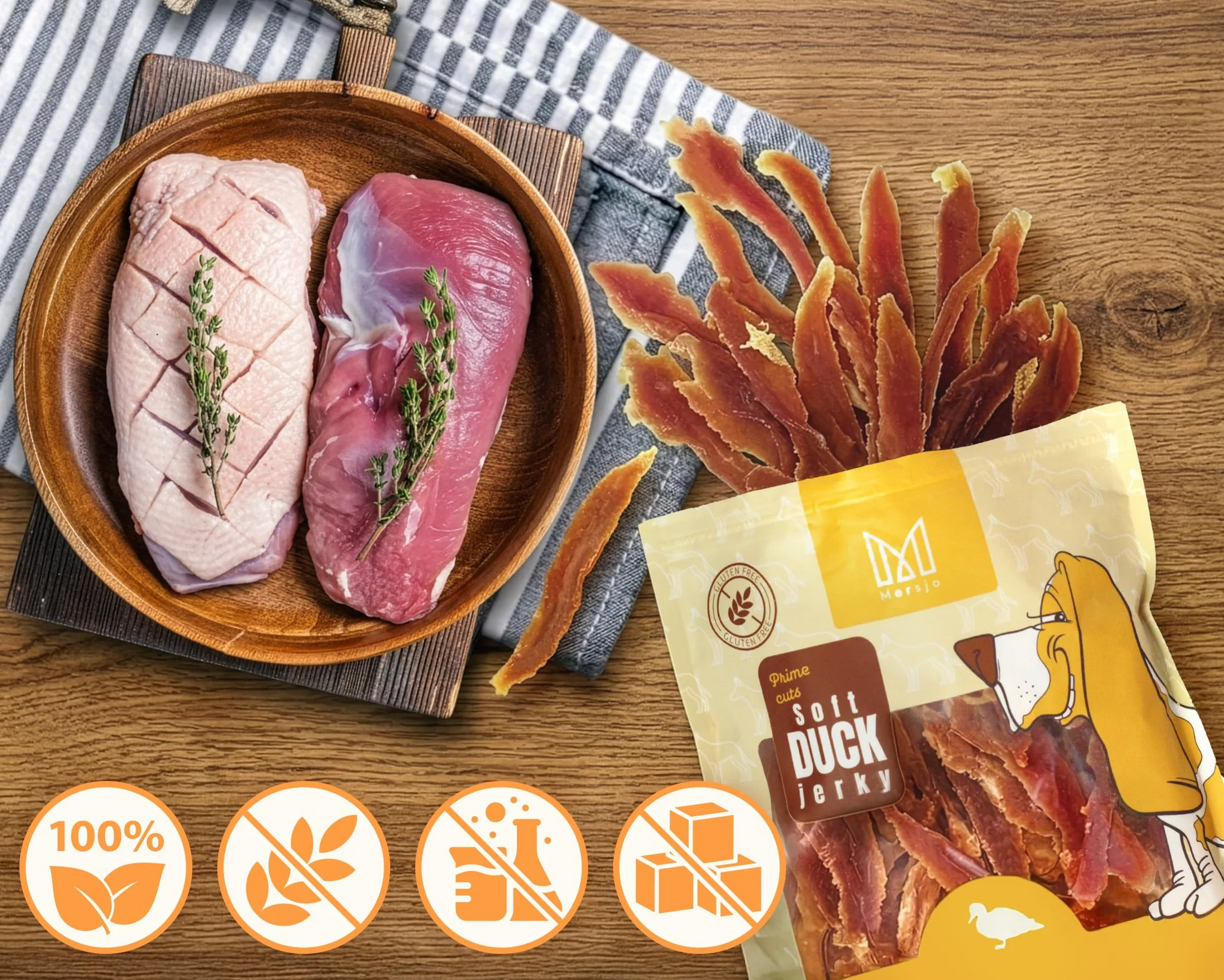 Dog Treats - 92% ad alto contenuto di carne, Senza Cereali e Zuccheri, crocchette per cani come integratore quotidiano, masticatore naturale, petto d'anatra essiccato, 500g