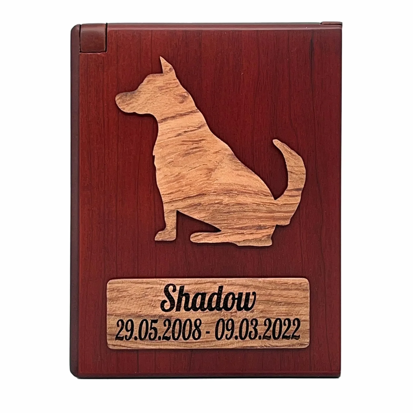nome e data personalizzati, incidere il testo della benedizione, urna personalizzata, urna per animali domestici per cani e gatti, scatola di legno souvenir. (F)