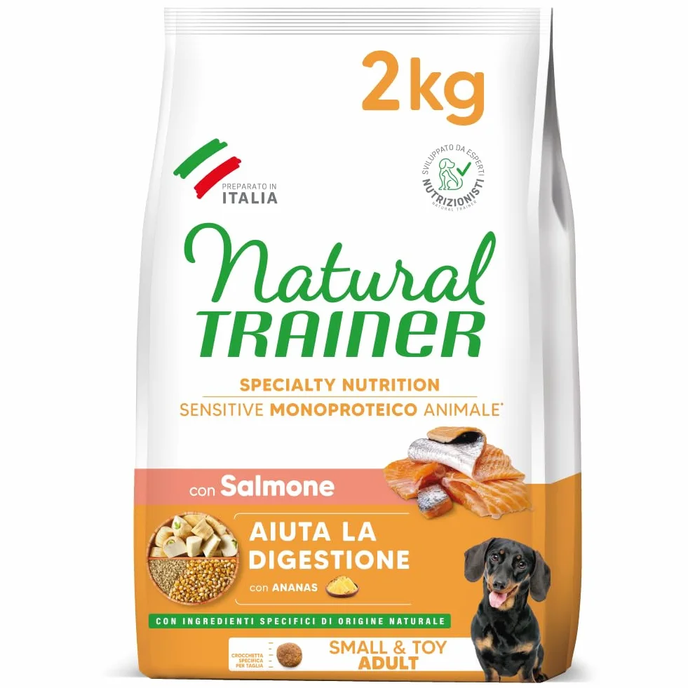 Trainer Sensitive No Gluten Smalltoy Adult Con Salmone E Cereali Integrali, Agnello, 2 kg