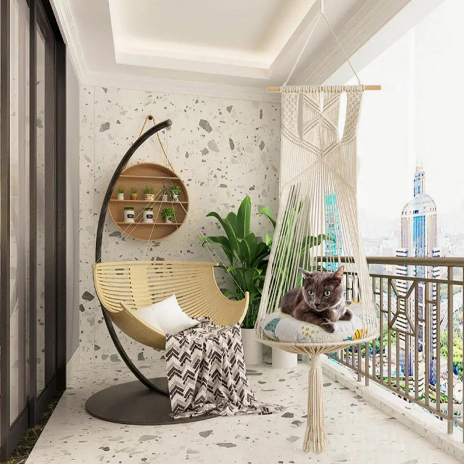 Amaca per gatti, amaca per gatti macramè - macramè multifunzionale per | animali domestici,Comoda per, in corda di cotone intrecciata a mano per finestra, portico, giardino