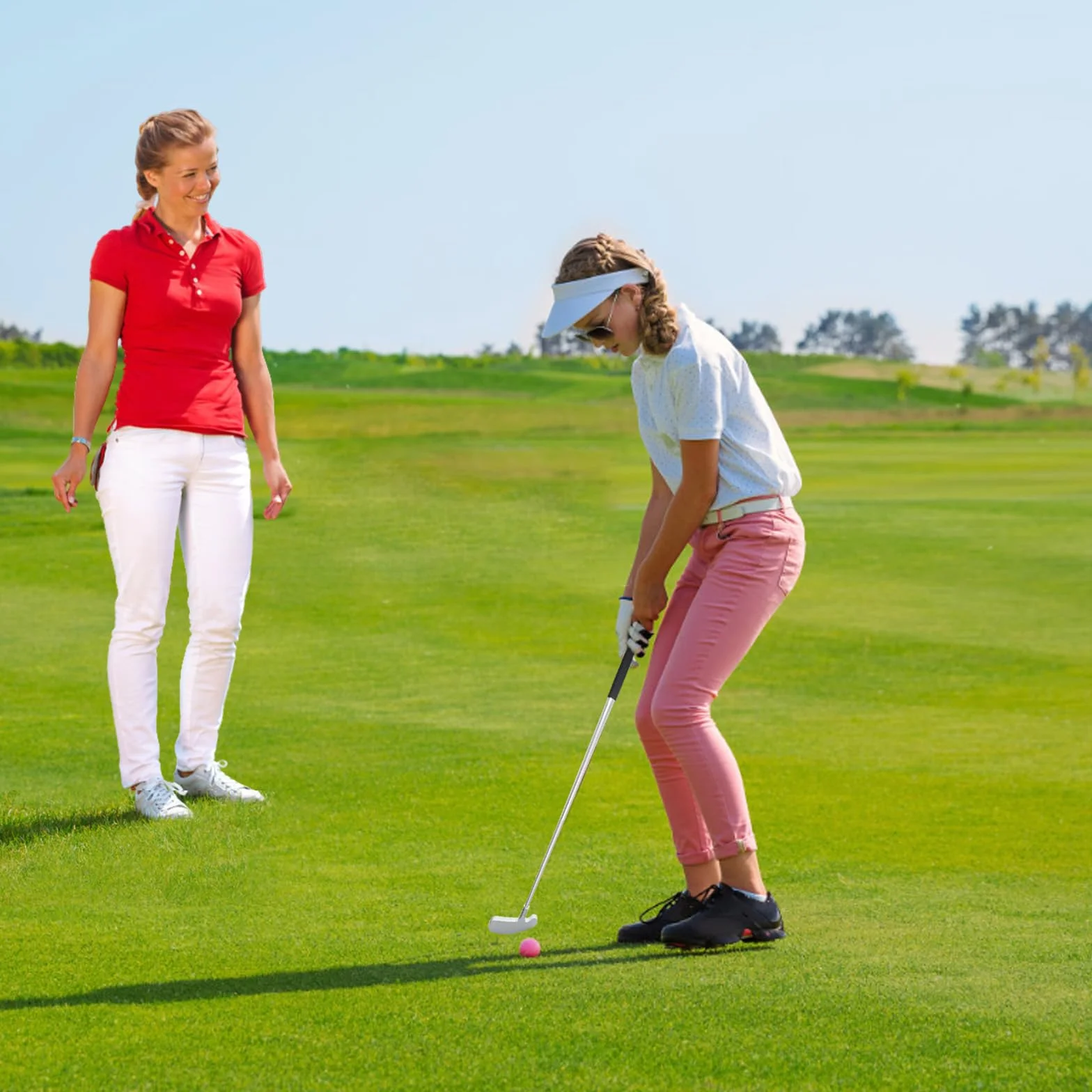 Putter da golf, putter da golf per destrorsi e mancini per principianti giovani, set di mini mazze da golf rimovibili, 83,8 cm, con 2 palline da golf standard a doppio strato