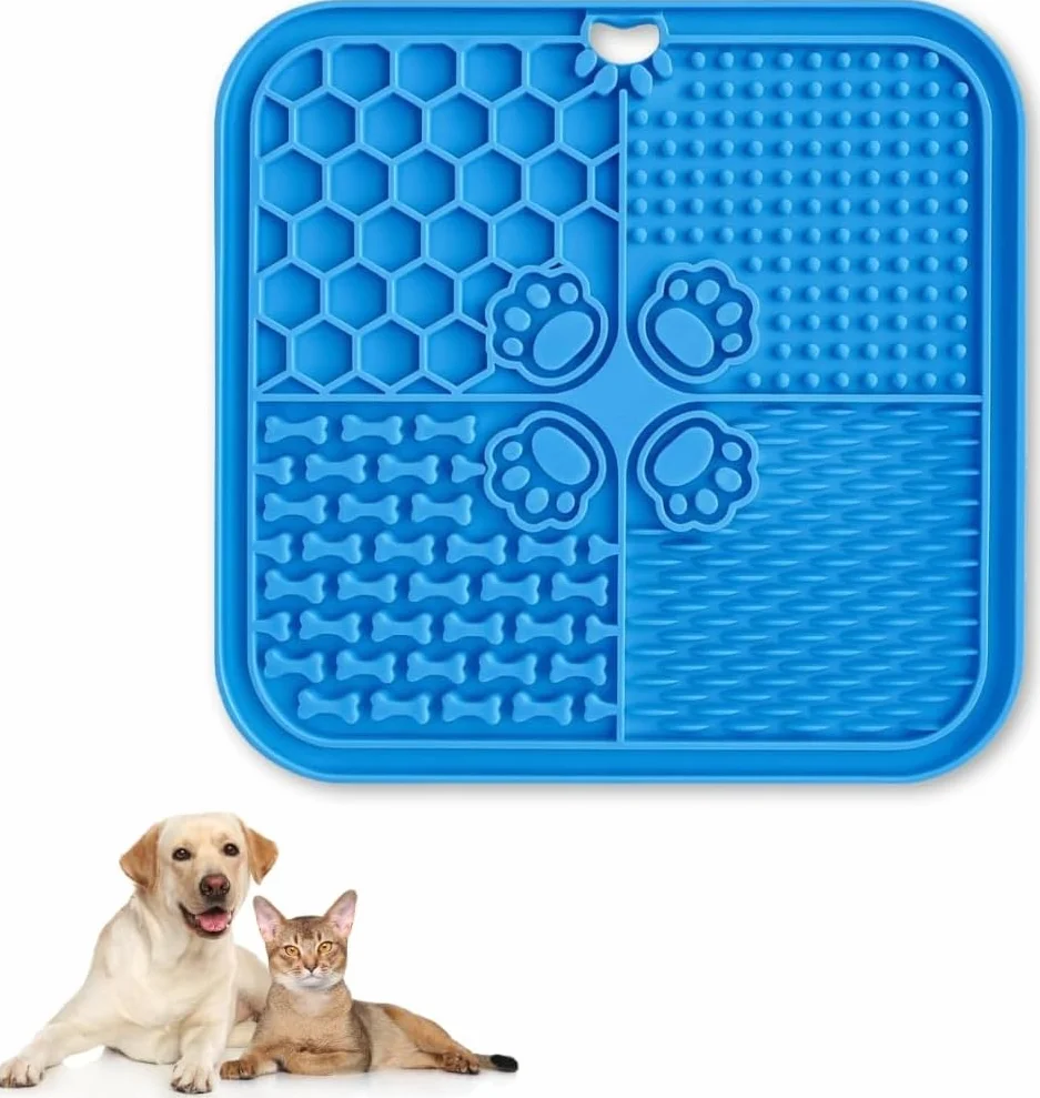 PARENCE.- Tappetino da leccare per cani e gatti - tappetino antistress con ventose, dispenser lento per dolcetti e cibo umido, cibo in silicone - colore casuale