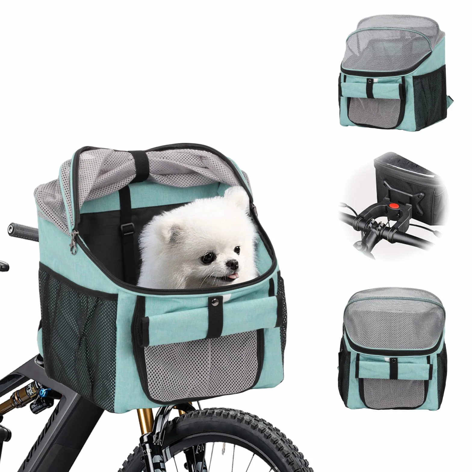 Cestino per bicicletta anteriore, pieghevole, impermeabile, per cani e animali domestici, shopping, campeggio e attività all'aperto
