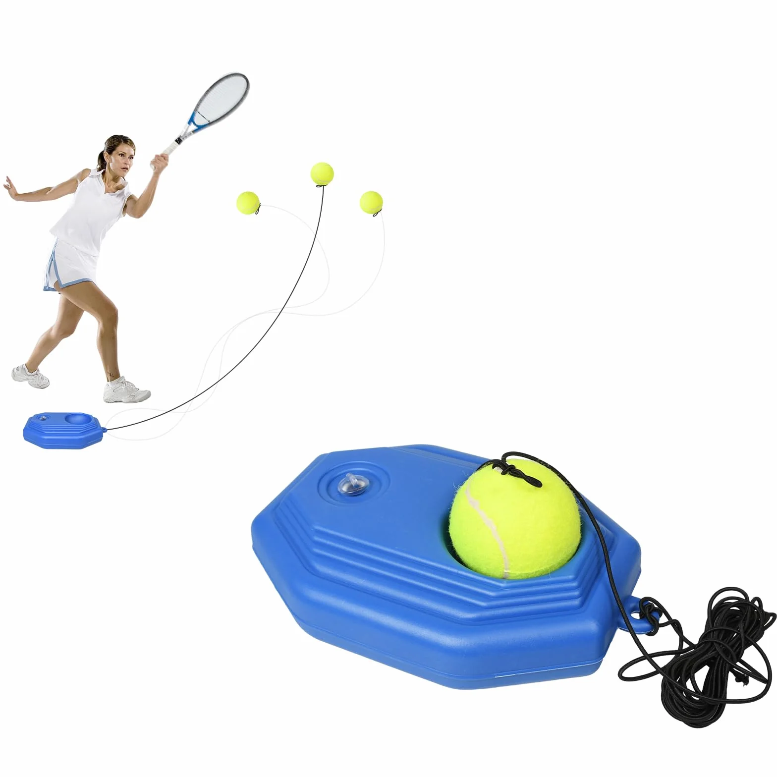 Allenatore di Tennis, Trainer per Palla da Tennis, Allenatore con Base da Tennis e Una Corda e 1 Palla da Allenamento, Strumento di Allenamento Pratico per Auto-studio di Tennis per