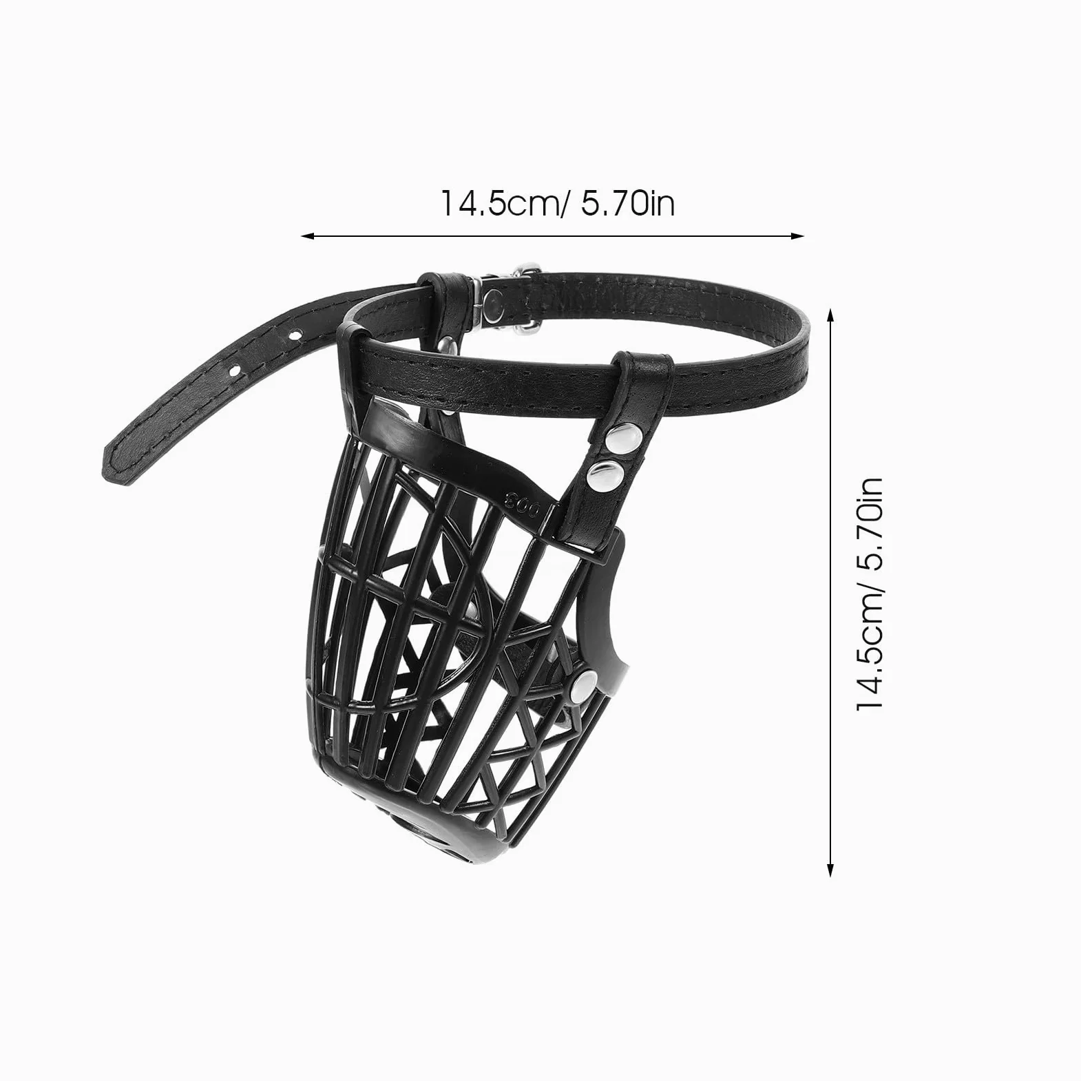Artibetter Museruola Sicurezza Anti-morso in Plastica con Cinturino Regolabile per Cani in Pu Pelle Nero Design a Gabbia Traspirante per Cani e Animali Domestici