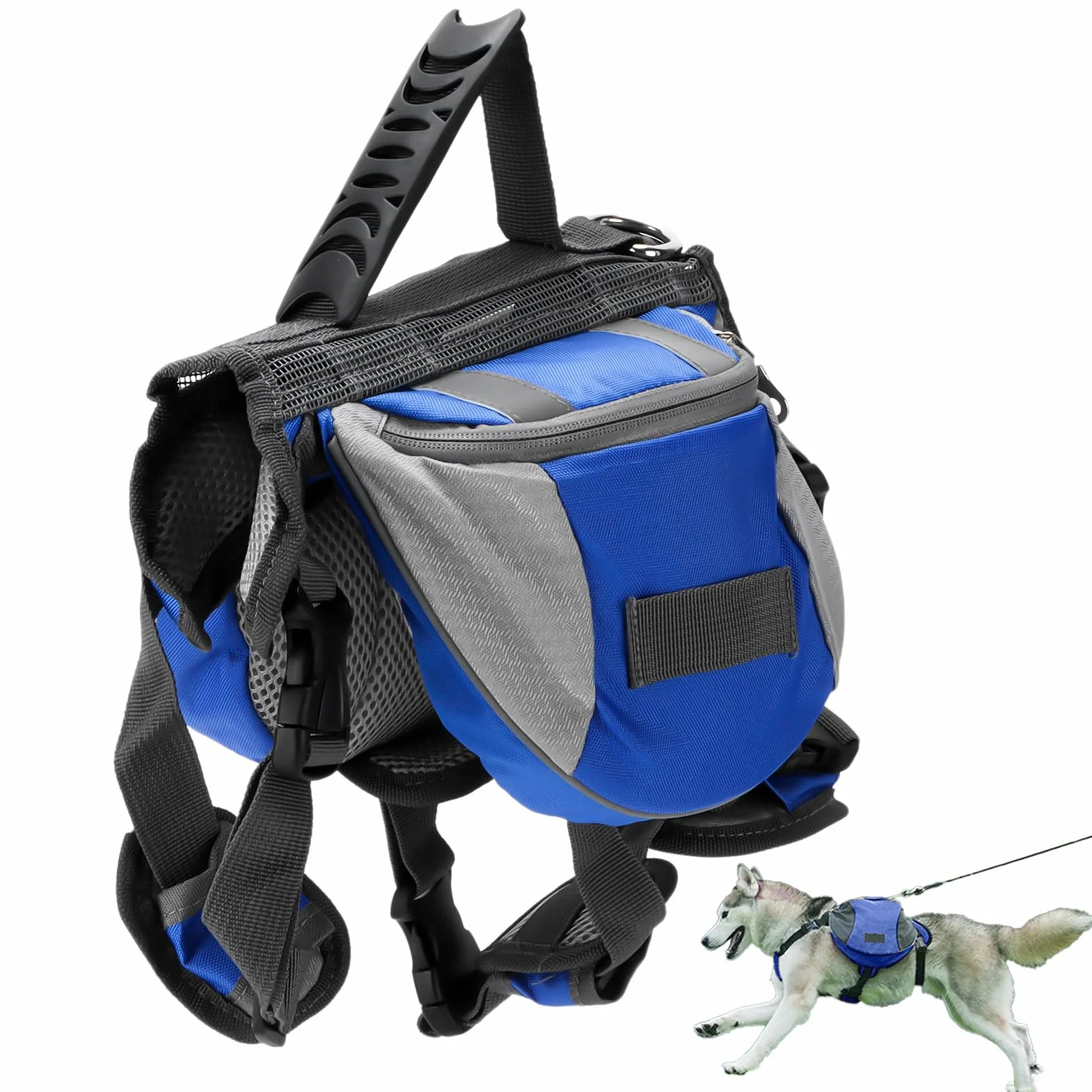 Cyrank Cablatura dello Zaino per Cani, Borsa da Sella per Cani Medio E Grande Giubbotto per Cani Cani da Barbon Cablaggio Zaino per Escursioni per Cani con Tasche per Cane Grande Medio (M)