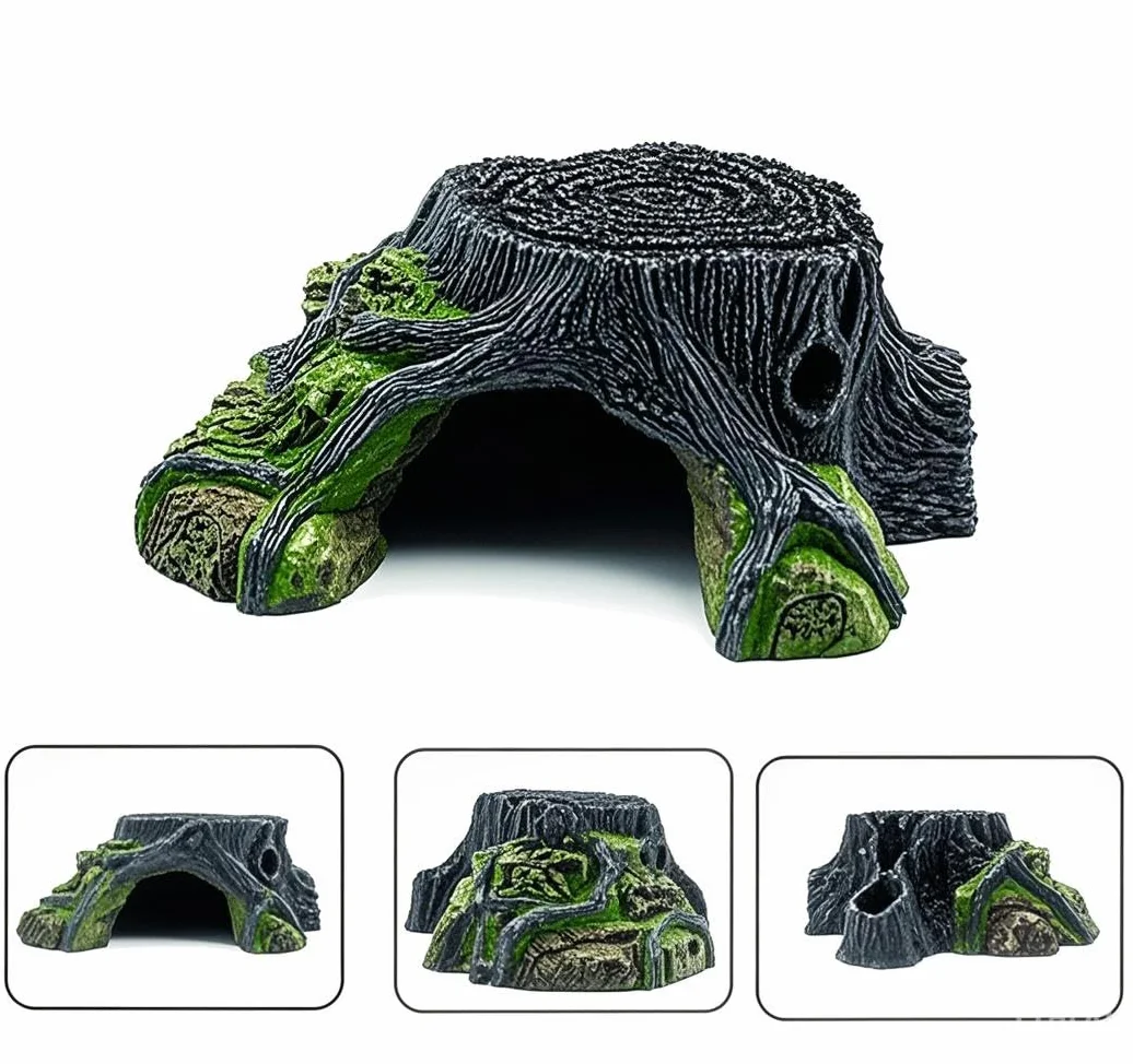Rettile Nascondere Grotta Tartaruga Piattaforma Pesce Gamberetti Nascondi Acquario Rettile Terrario Nascondere Decorazione per Lucertole Tartarughe Pesci. (C)