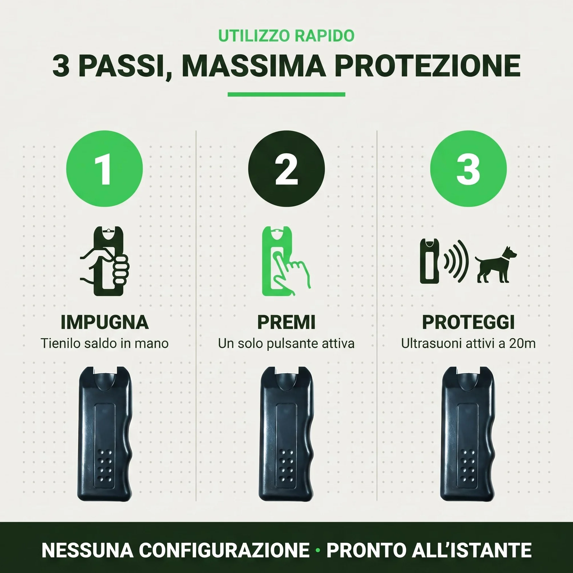 Dispositivo Repellente per Cani Aggressivi con Ultrasuoni e LED Flash - Portatile e Sicuro - Allontana Cani Minacciosi Senza Danneggiarli, Perfetto per Jogging, Passeggiate, Ciclisti 20MT (Stop Dog X)