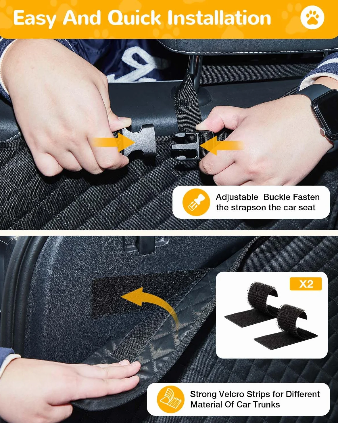 Telo Auto per Cani con Protezione Laterale - Impermeabile Antiscivolo Telo Bagagliaio Auto per Cani, Copertura Universale per Bagagliaio Auto, SUV,e Station Wagon, Lavabile in Lavatrice