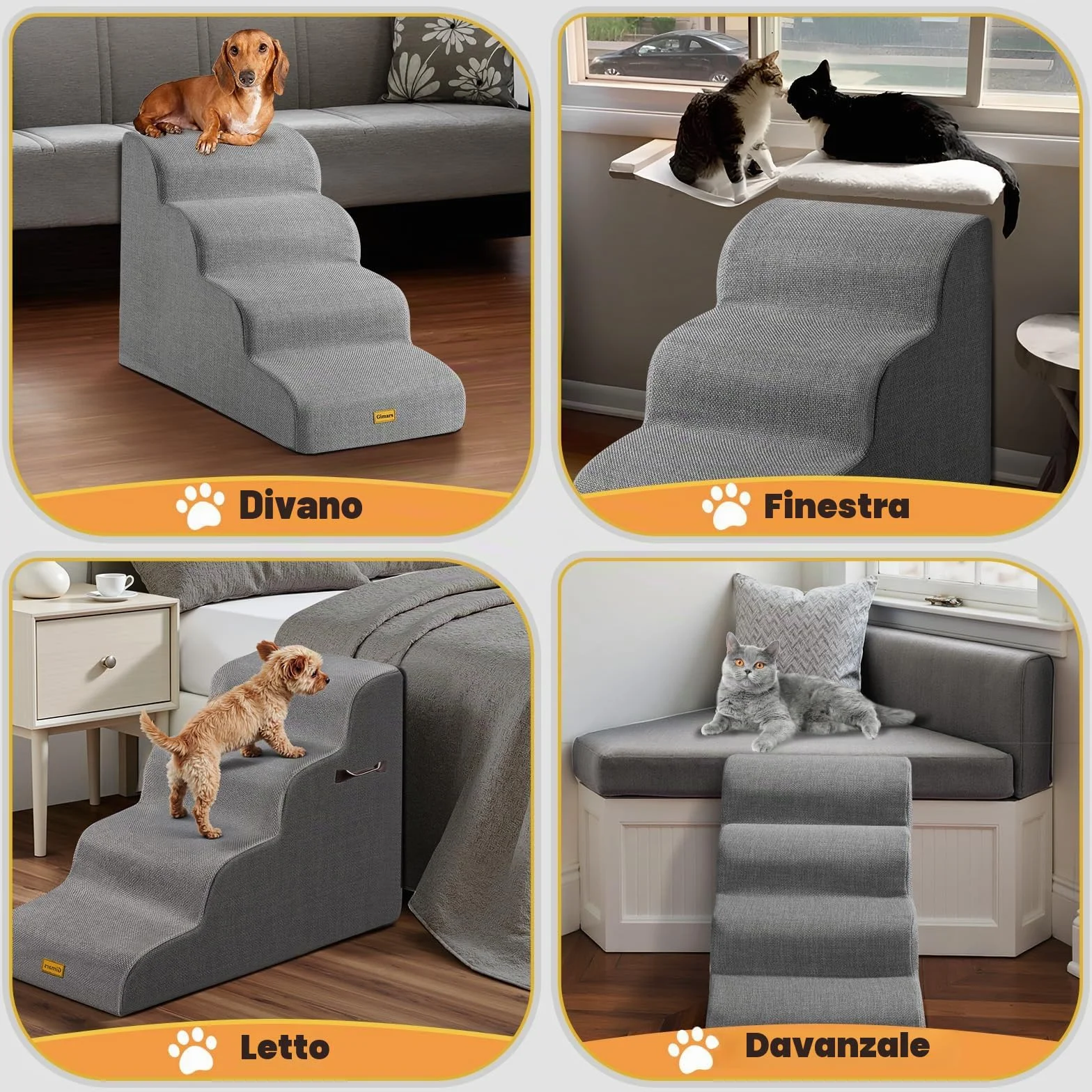 Gimars Scale per cani extra larghe robuste schiuma letti alti 4 gradini piccola media taglia