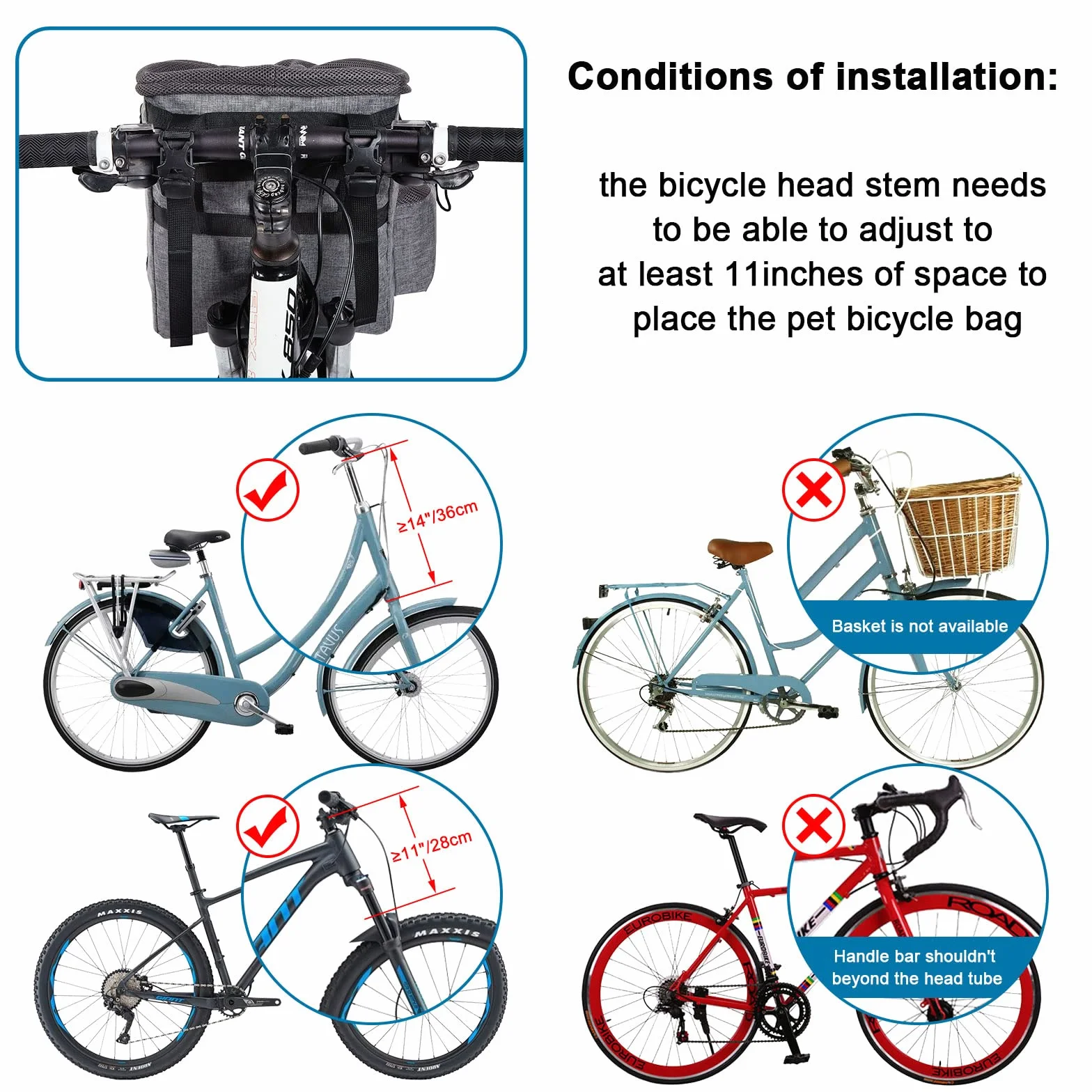 Ownpets Cane Bicicletta Cestino Bag Pet Bag Seggiolino Auto Cane con Corda di Sicurezza Tracolla Regolabile Portatile Traspirante Cestino Della Bicicletta per Cani