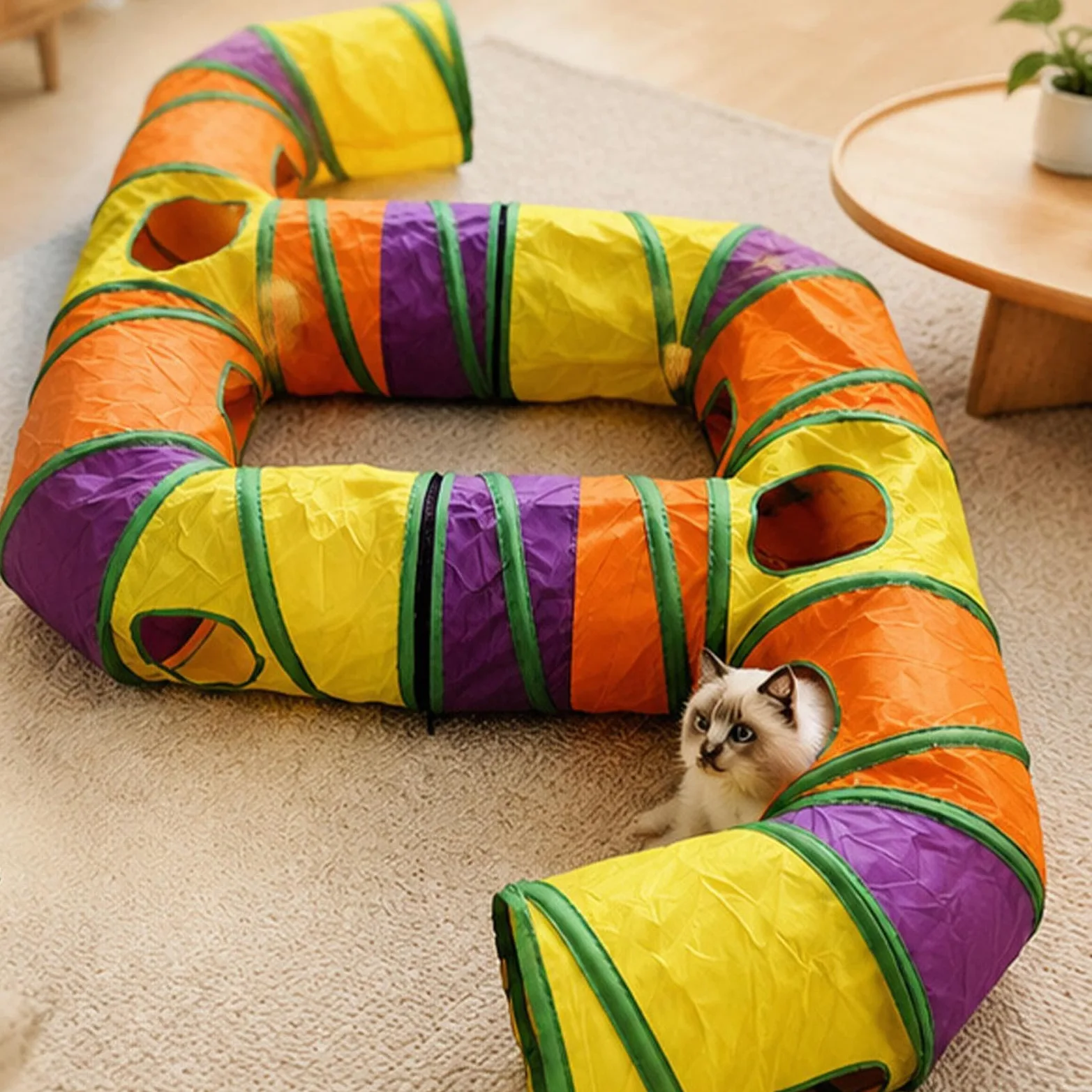 Tunnel Giocattolo Per Gatti Decorazione Pieghevole e Lavabile | Tunnel Giocattolo Per Animali Domestici Adatto A Cuccioli Furetti Giardino Prato Appartamento Casa Soggiorno