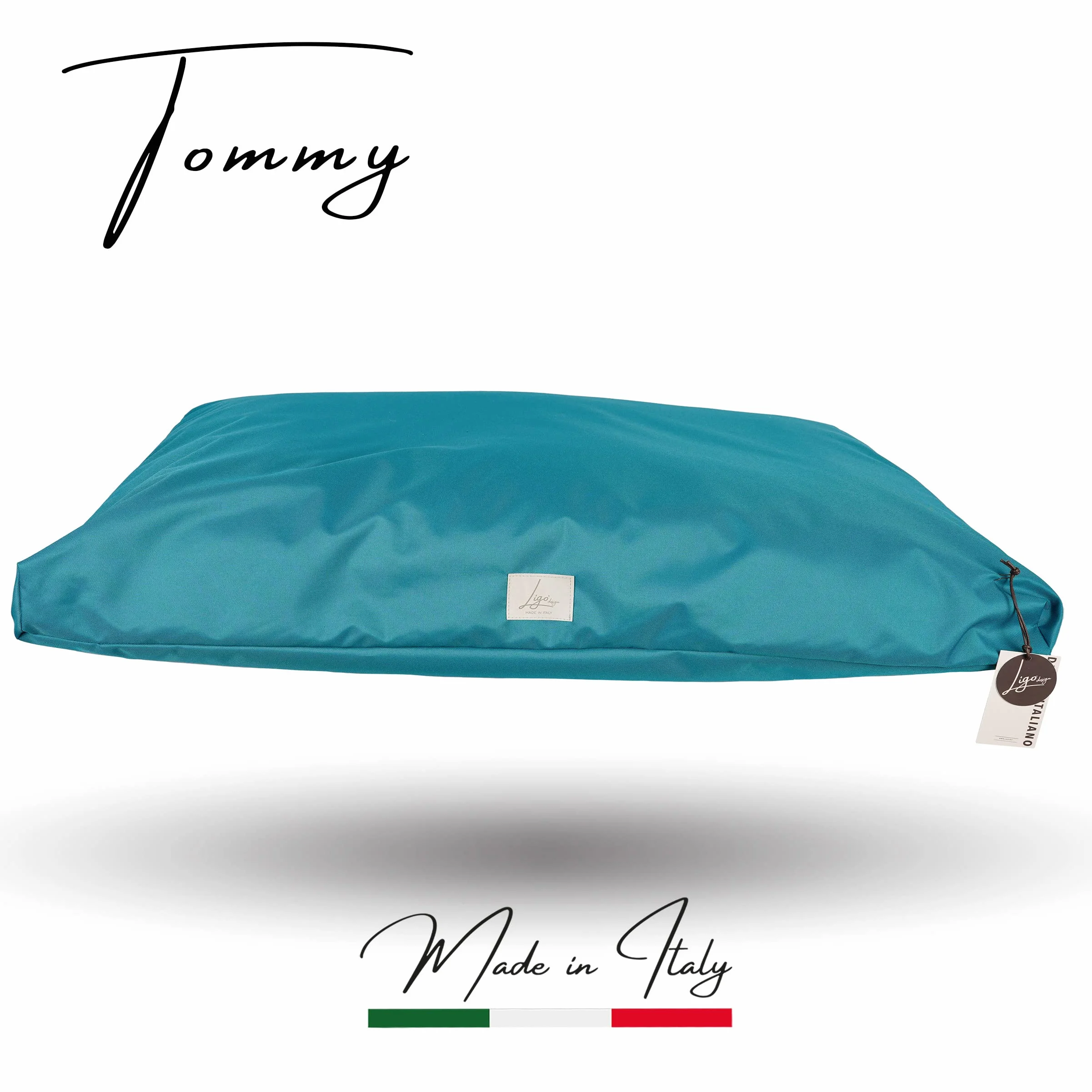 Ligo Tommy - Materasso per Cani Idrorepellente e AntiGraffio, Realizzato in Italia. Cuscino Cuccia per Cane AntiGraffio antimacchia Perfetto per l'uso Interno ed Esterno. S,VERDE PETROLIO