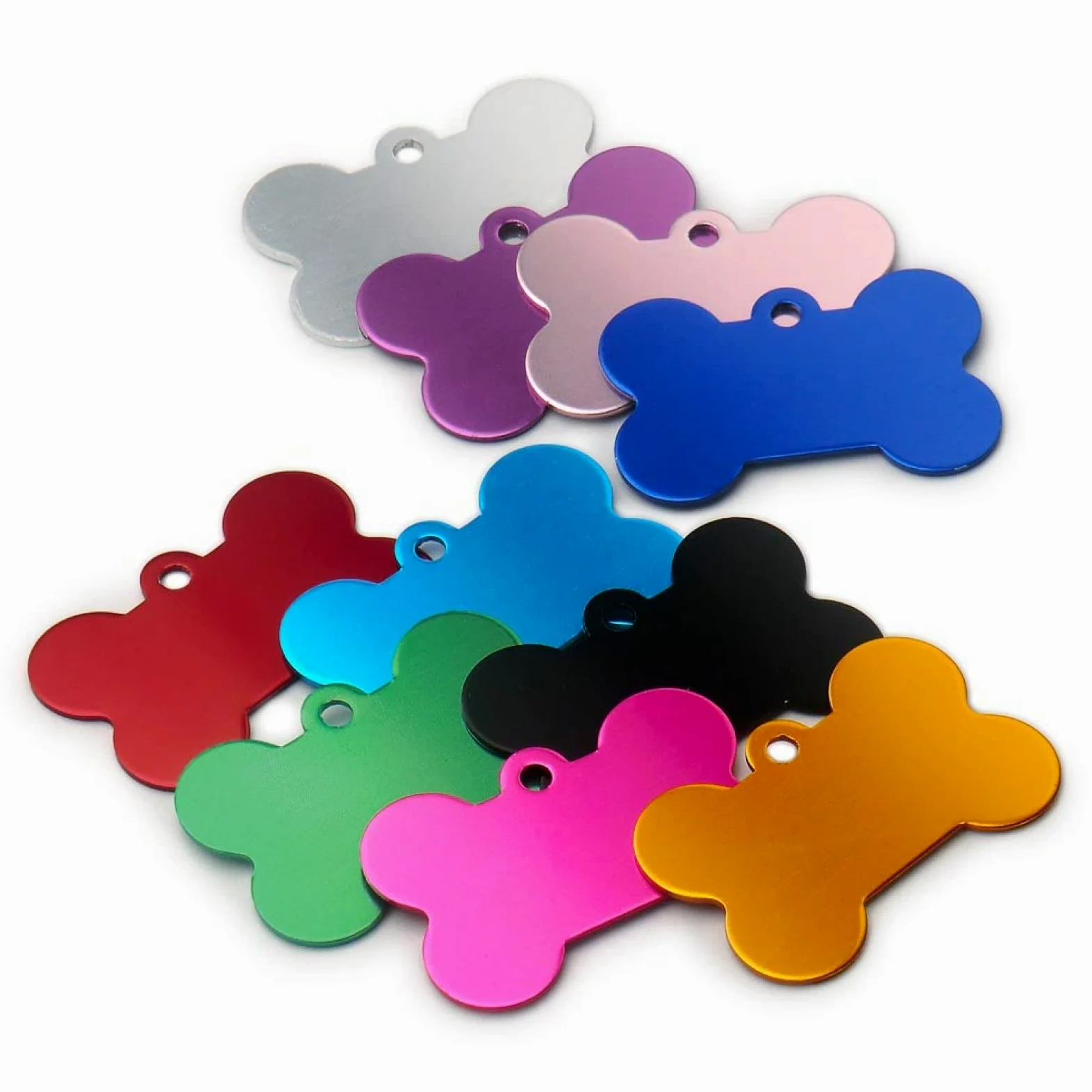 Commercio All'ingrosso 100 Pezzi In Alluminio Targhetta Per Cani In Bianco A Forma Di Osso Targhetta Identificativa Per Cani Targhetta Identificativa Per Animali Domestici,UN,40X26X1mm