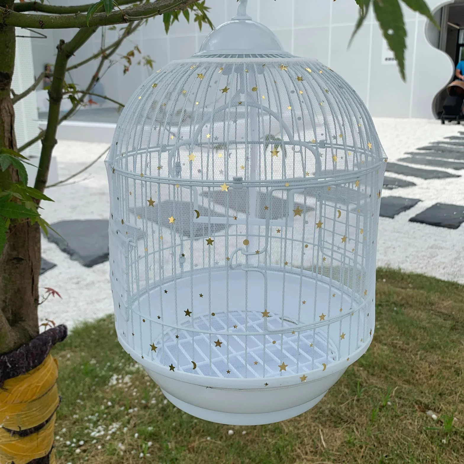 Copertura per Gabbia di Uccelli in Rete di Nylon, Bird Cage Seed Catcher per Uccelli Pappagalli Ventilata e Antipolvere, Per Gabbie Circonferenza di 140-220 cm