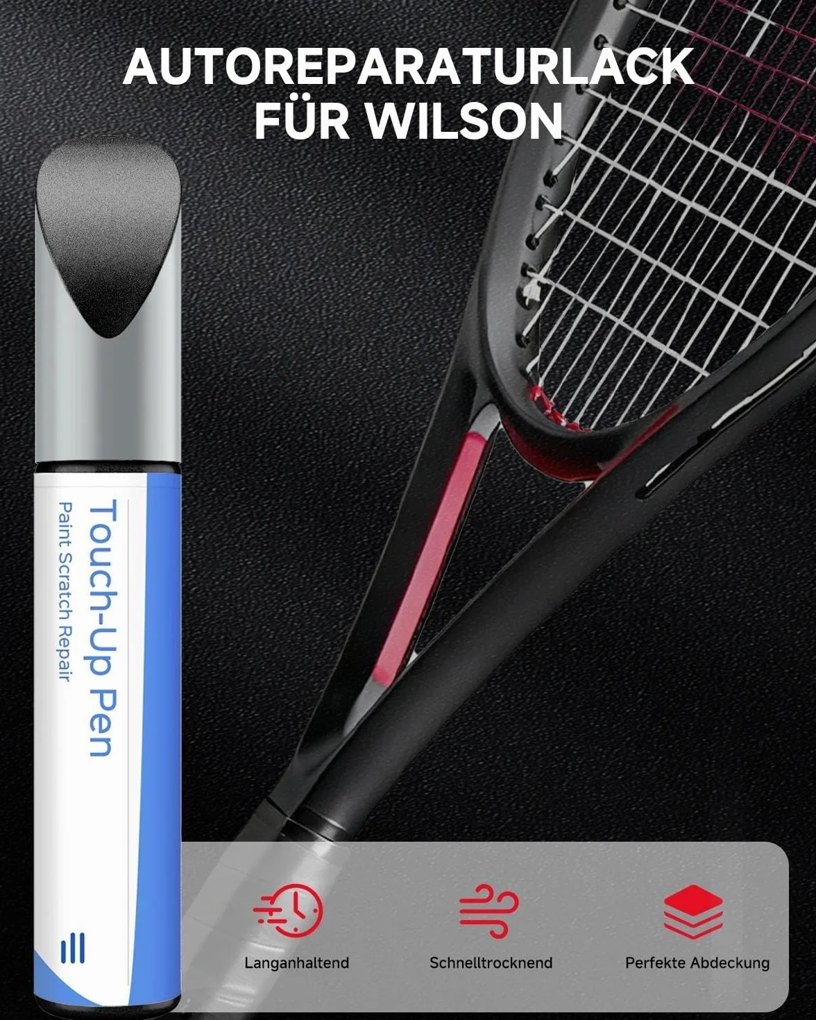 Wilson Pennarello nero per racchetta da tennis riparazione graffi rinnovamento colore