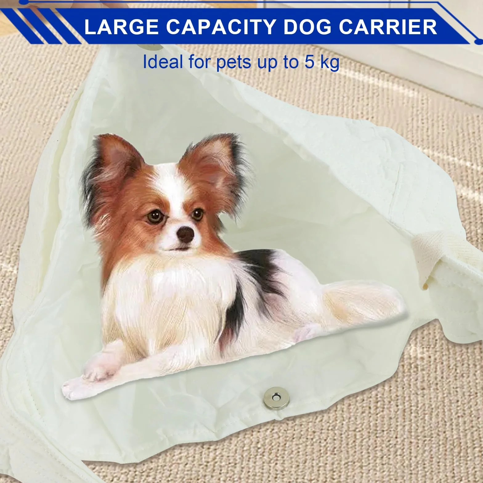 Marsupio Cane Taglia Piccola Fino a 5KG Borsa da Viaggio per Cani Bianco
