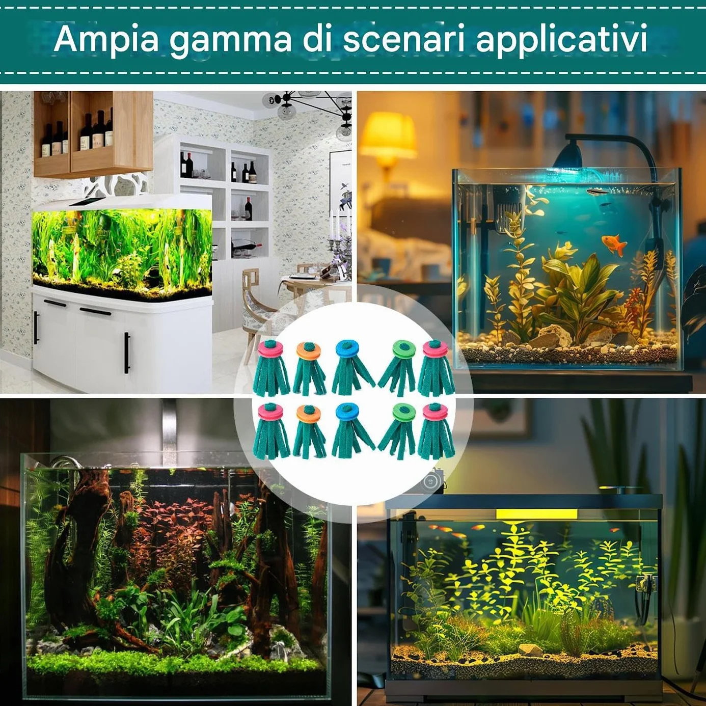 Mop per Deposizione Uova Pesci | Accessorio Sicuro Per La Riproduzione Dei Pesci Con Base In Ardesia | Strumento Galleggiante per Pulizia Riutilizzabile per Allevamento di Gamberetti