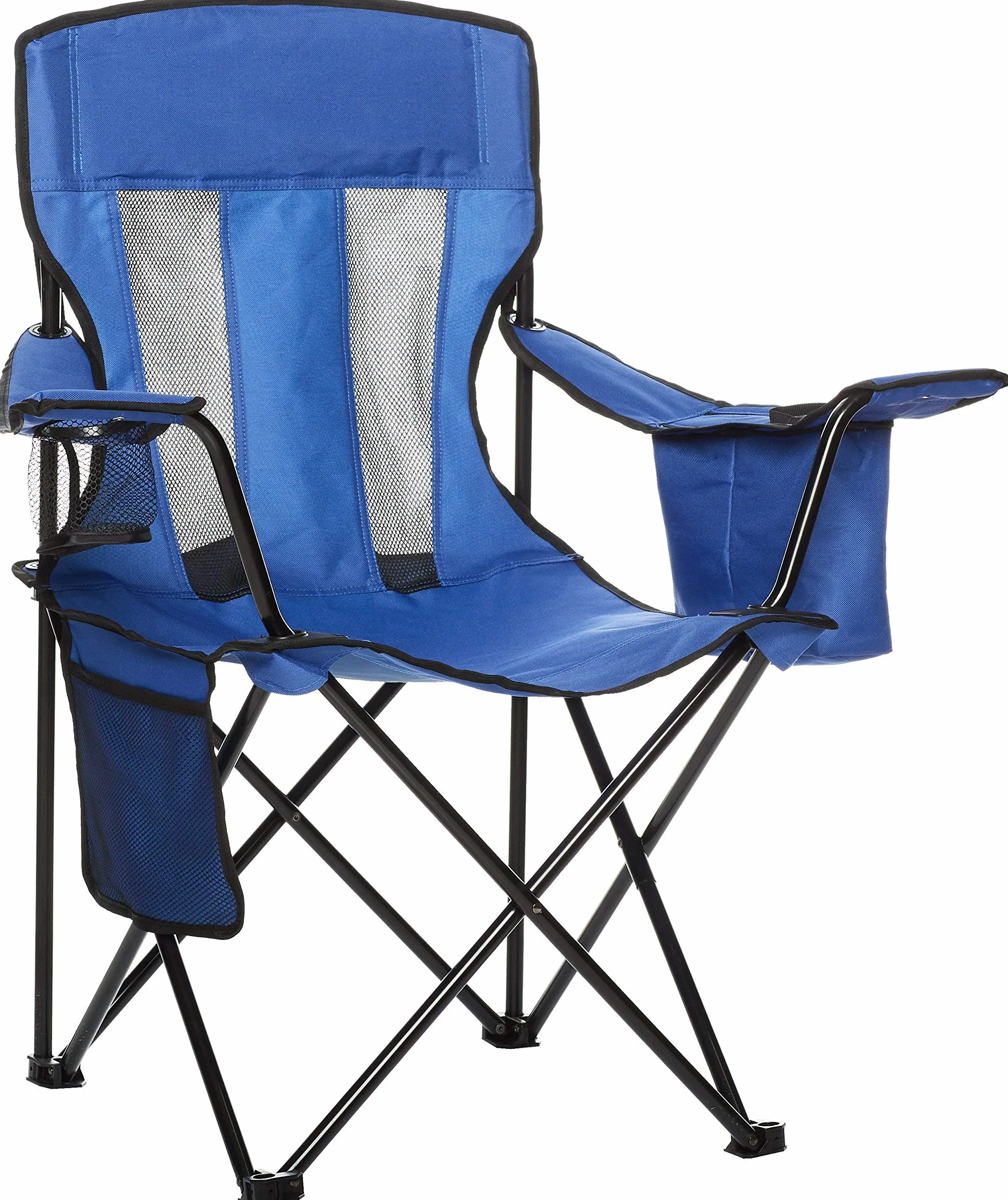 Amazon Basics Sedia da campeggio con tasca termica, Normale, Blu (Rete)