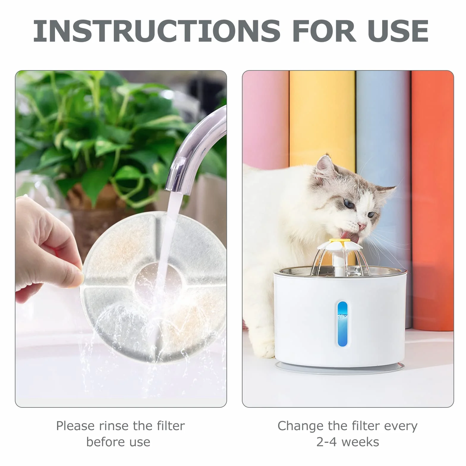 Filtri Fontanella per Gatti Filtro Fontanella per Gatti Filtri Fontana Gatto con Resina e Carboni Attivi Filtri di Ricambio per Dispenser Acqua Fontana Gatto/Cane da 1,6L-2,5L 10 Pezzi