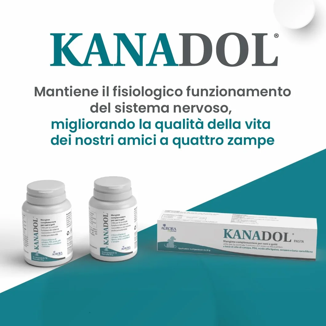 Aurora Biofarma Kanadol 50 Compresse - Mangime complementare per sistema nocicettivo ed endocannabinoide per Cani e Gatti